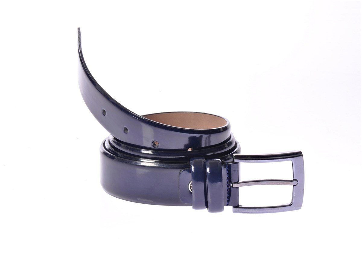 Classic suni deri erkek rugan kemer Lacivert T4838