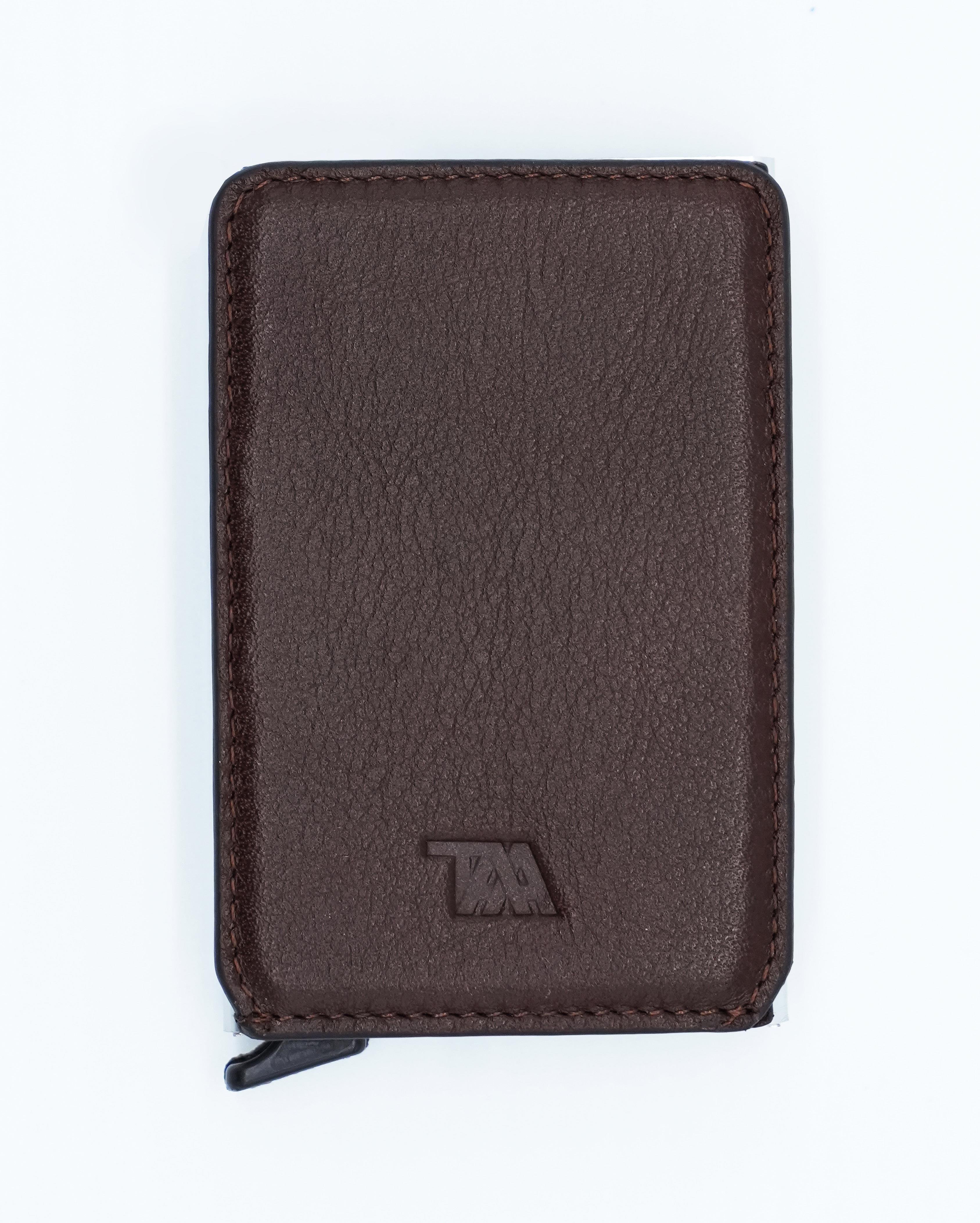 Deri mekanizmalı kartlık kahverengi 001K