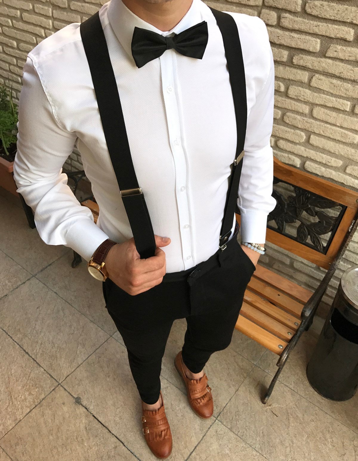 Erkek metal klipsli pantalon asksı Siyah T4870