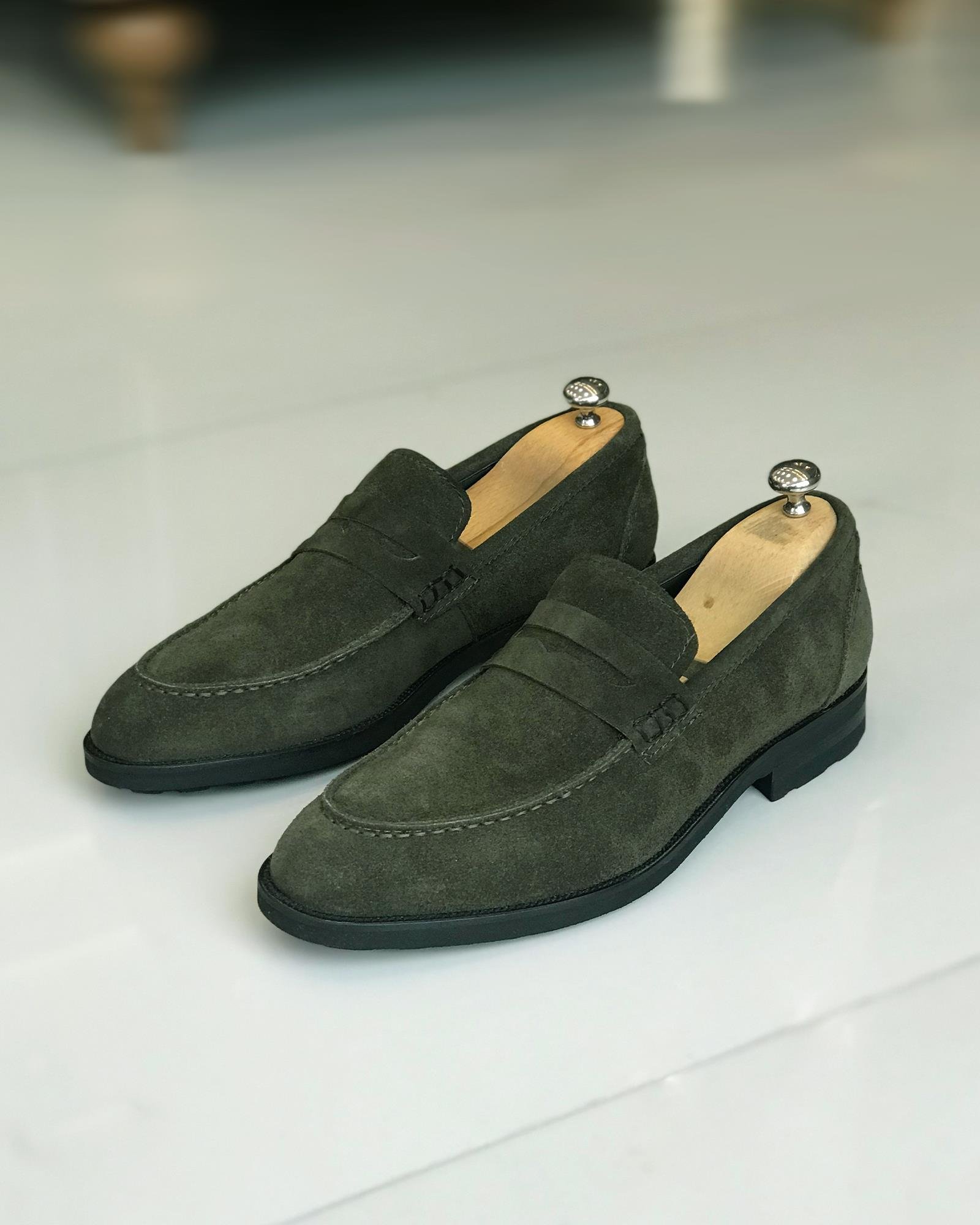 İÇİ NATUREL DERİ SÜET ERKEK AYAKKABI Haki T9634