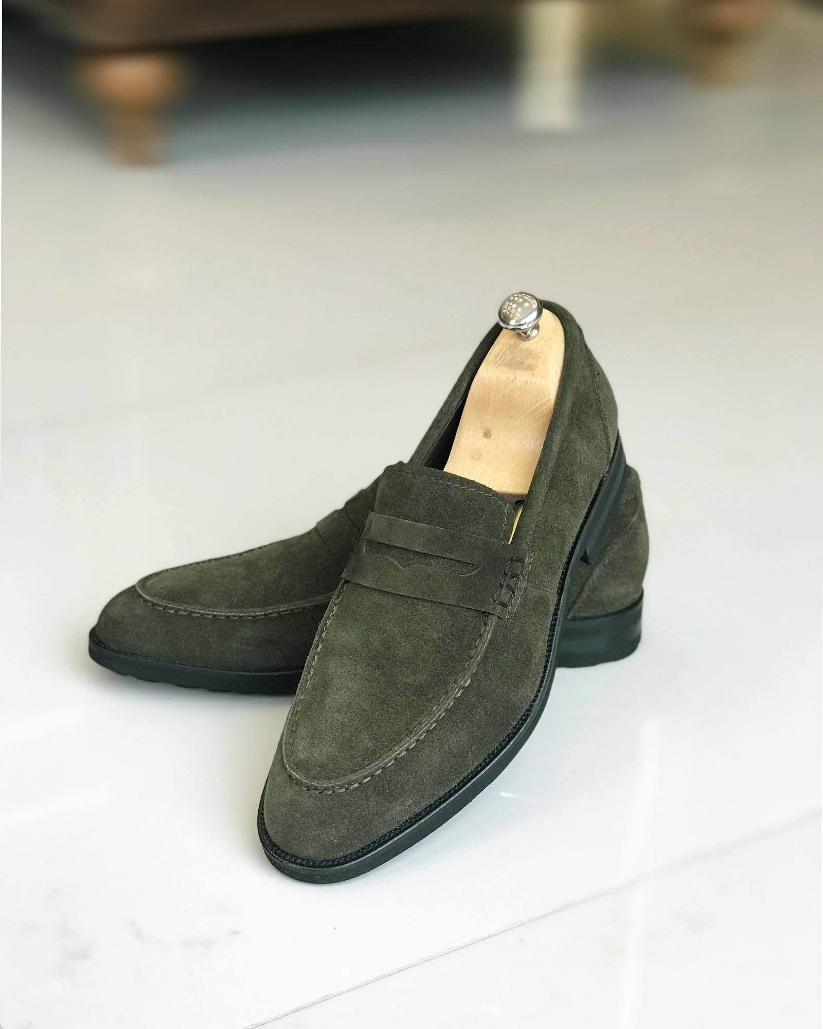 İÇİ NATUREL DERİ SÜET ERKEK AYAKKABI Haki T9634