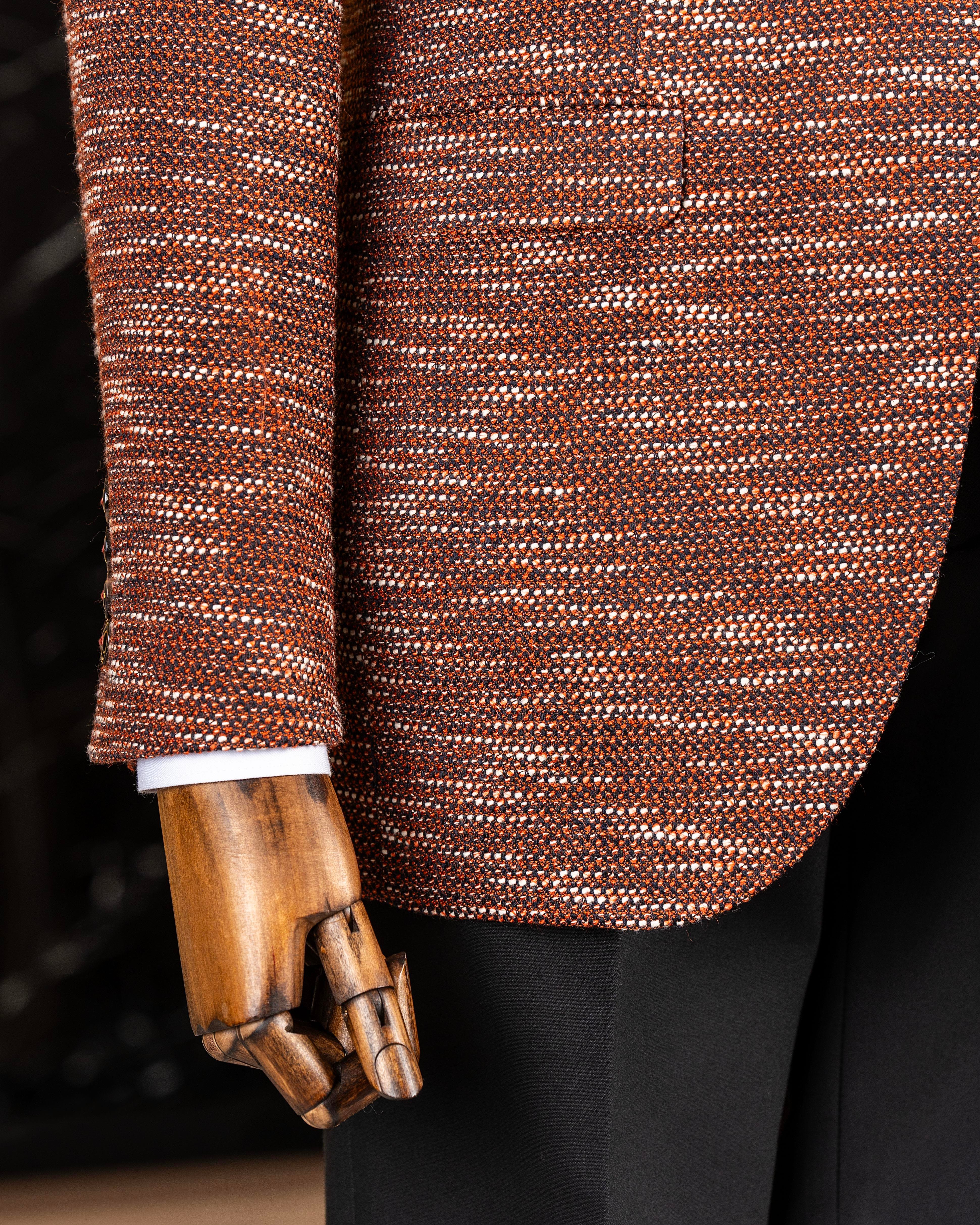 İtalyan stil slim fit mono yaka erkek ceket turuncu T10965
