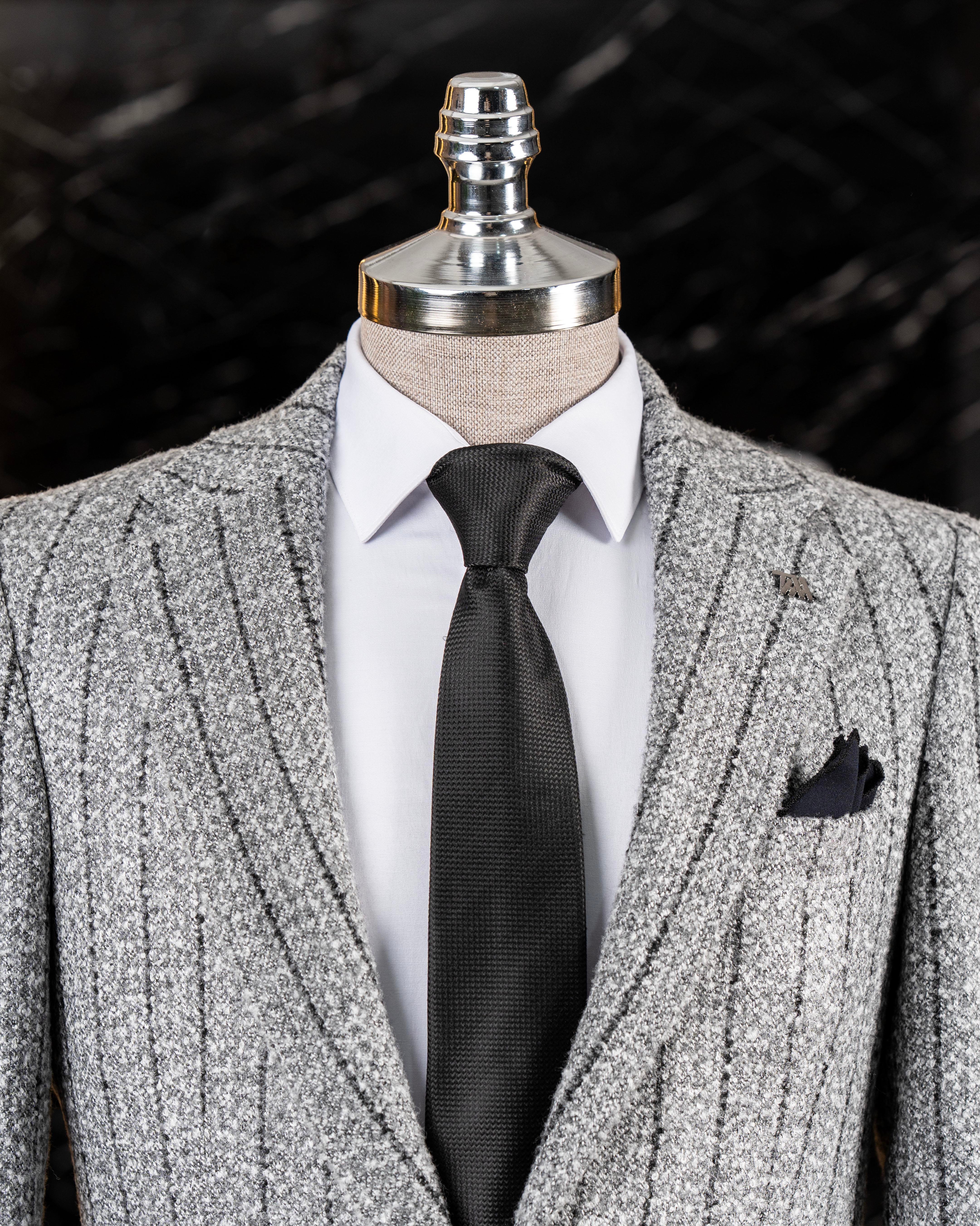 İtalyan stil slim fit mono yaka erkek tek ceket gri T13593