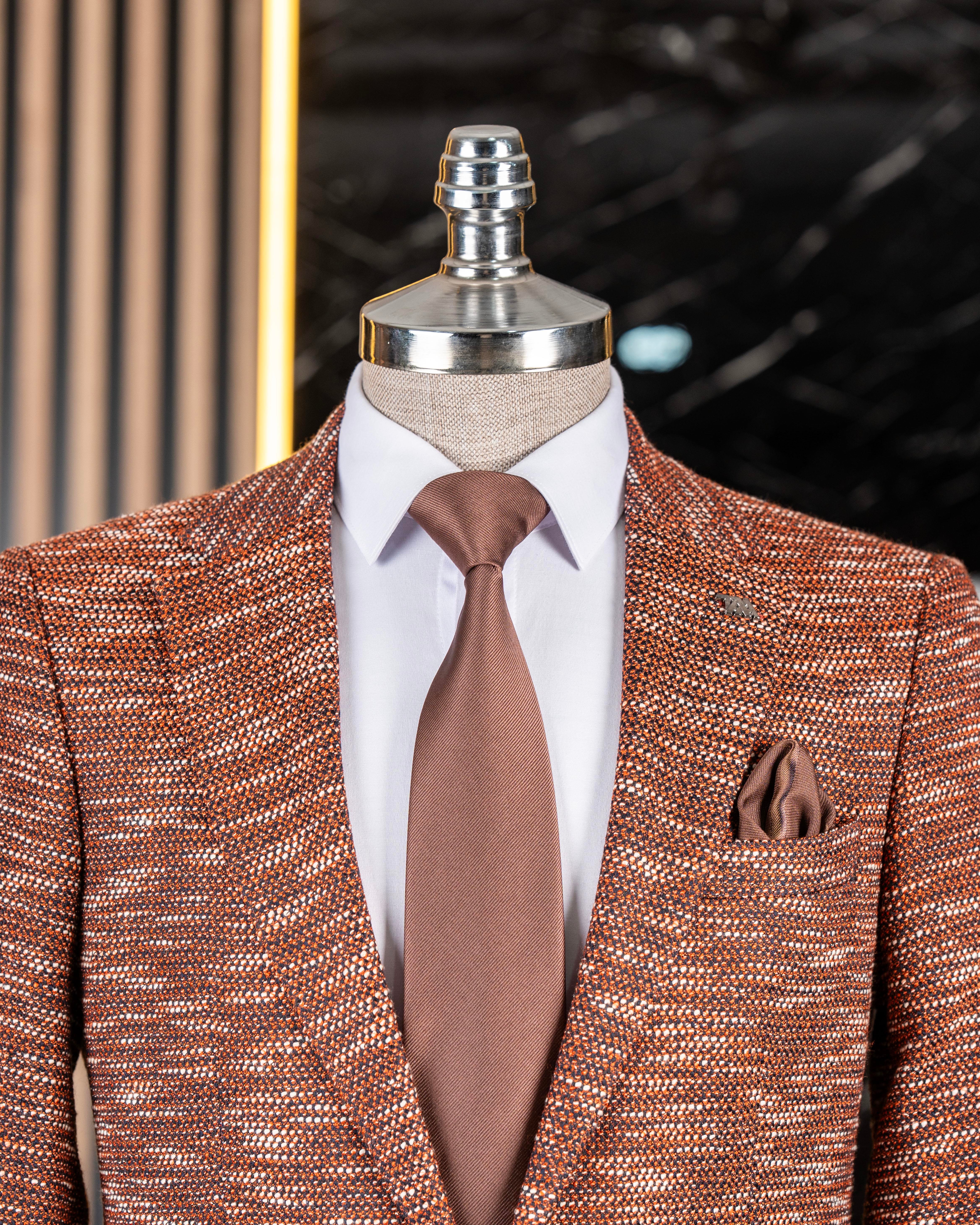 İtalyan stil slim fit mono yaka erkek ceket turuncu T10965
