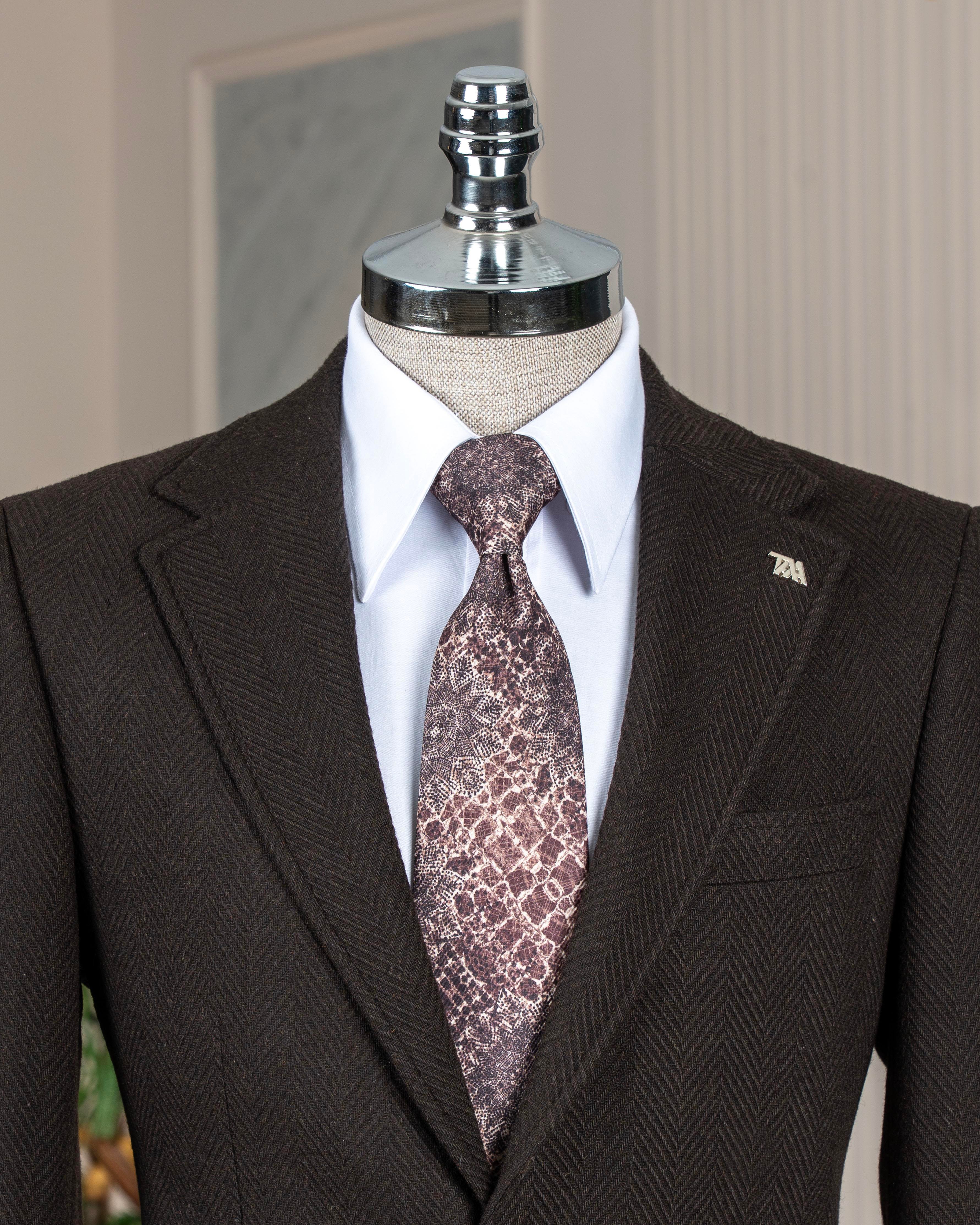 İtalyan stil slim fit mono yaka erkek tek ceket kahverengi T13578