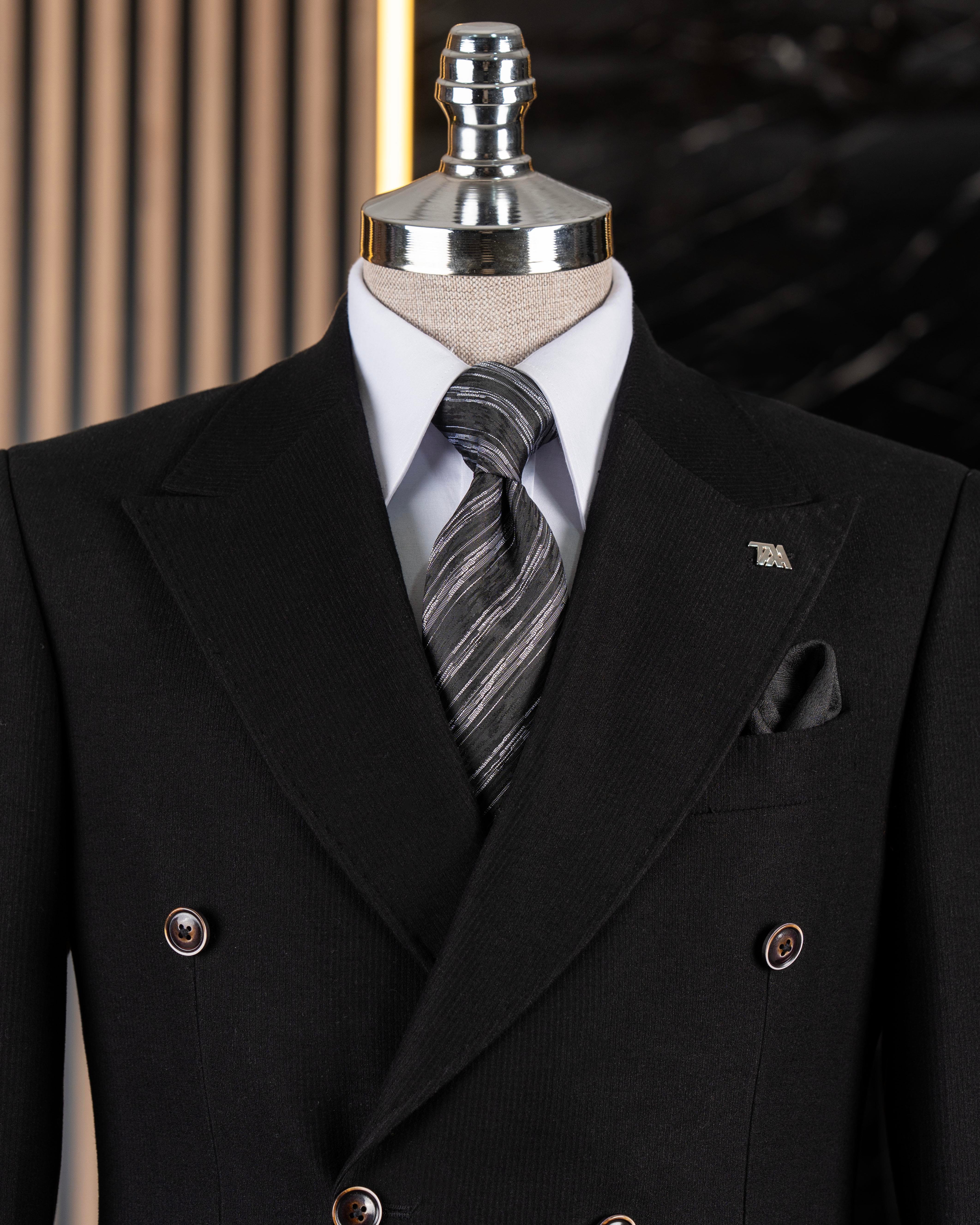 Italian style slim fit velvet men's single jacket black T13181