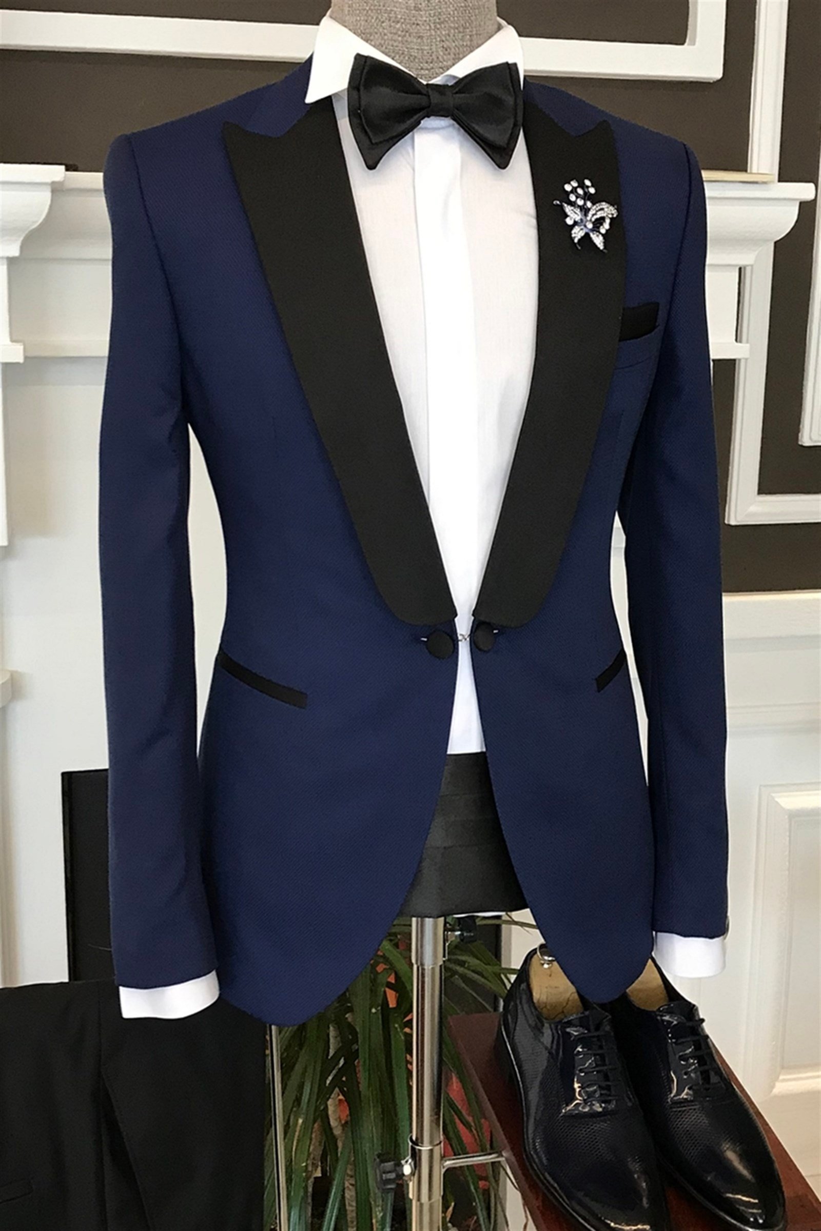 İtalyan kesim ceket pantolon gömlek lacivert damatlık T3565