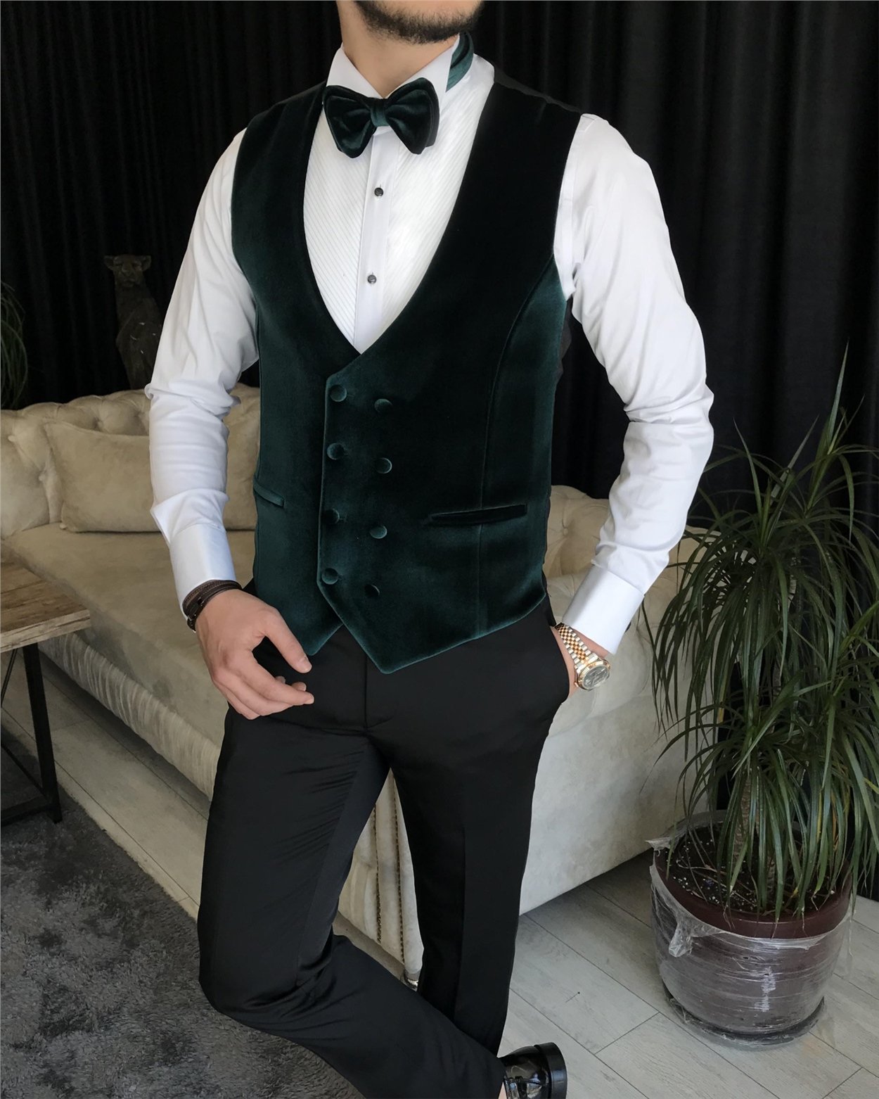 İtalyan kesim ceket yelek pantolon damatlık set Beyaz T7319