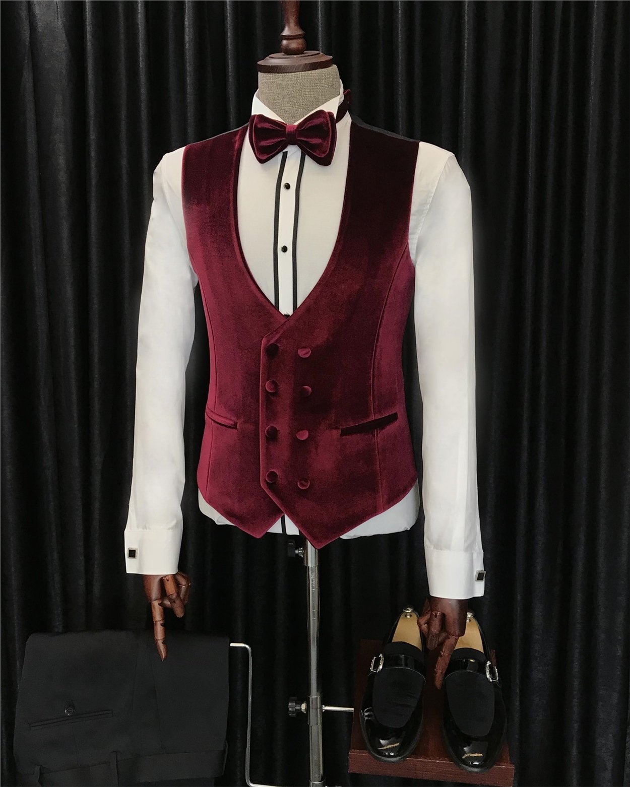 İtalyan kesim ceket yelek pantolon damatlık set Beyaz T7318