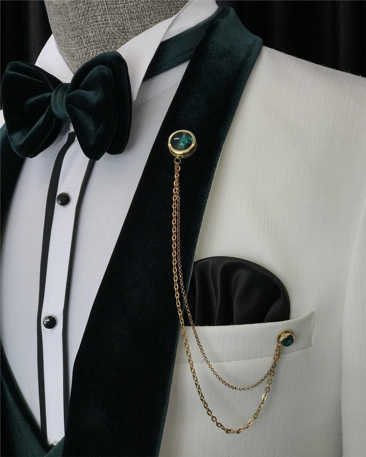 İtalyan kesim ceket yelek pantolon damatlık set Beyaz T7319