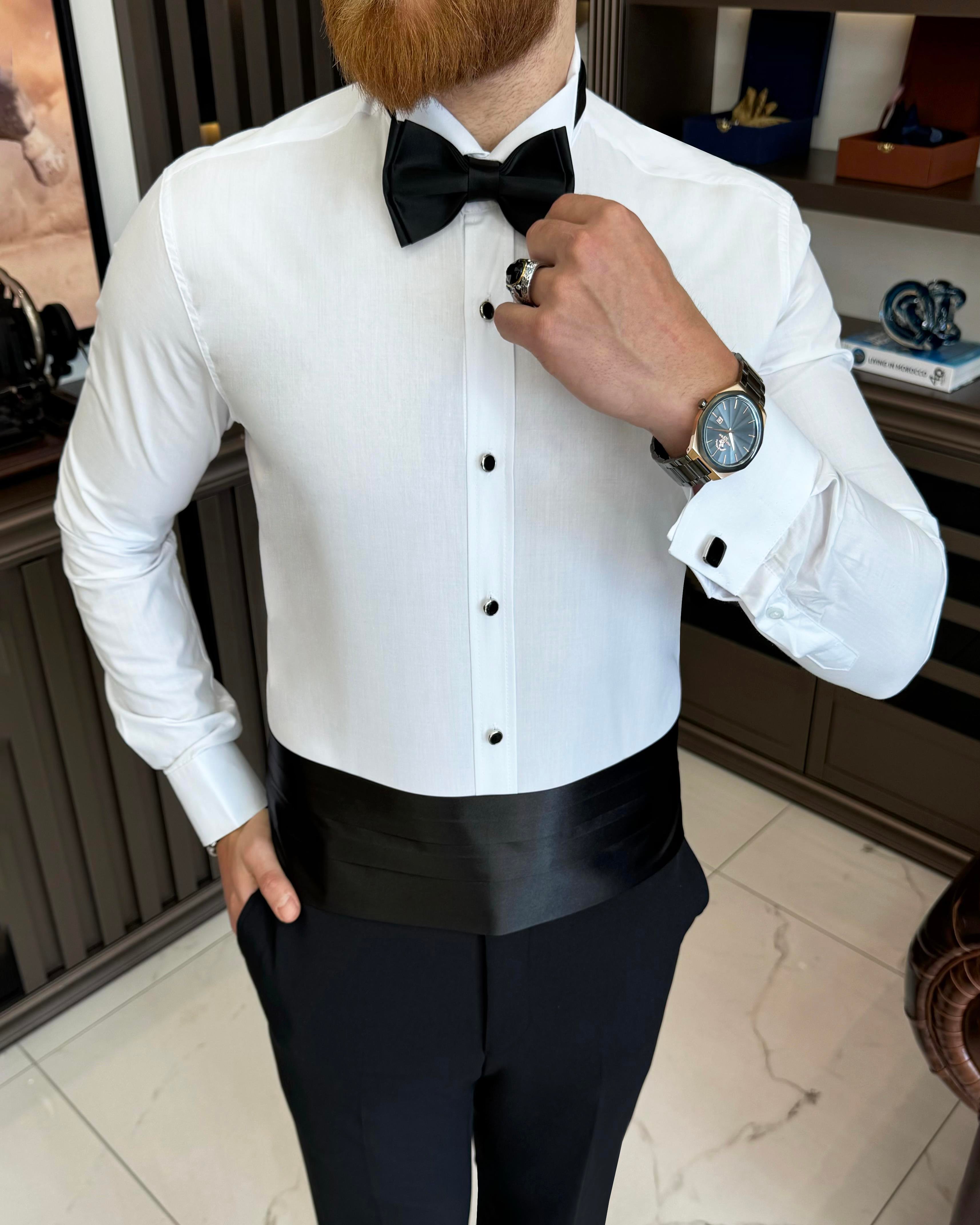 İtalyan kesim damatlık slim fit ata yaka erkek gömlek T7217