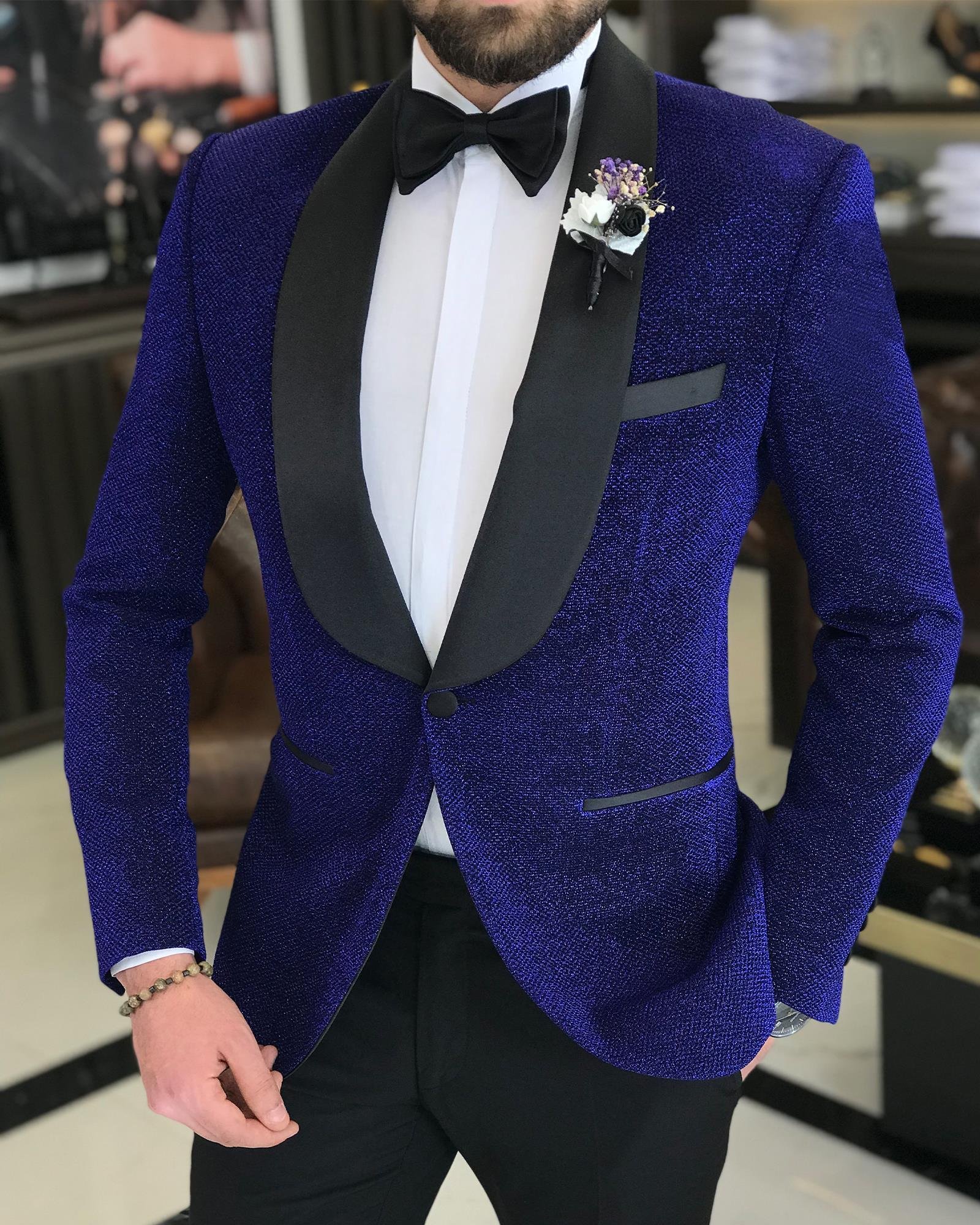 İtalyan kesim erkek ceket pantolon damatlık set Saks T7494