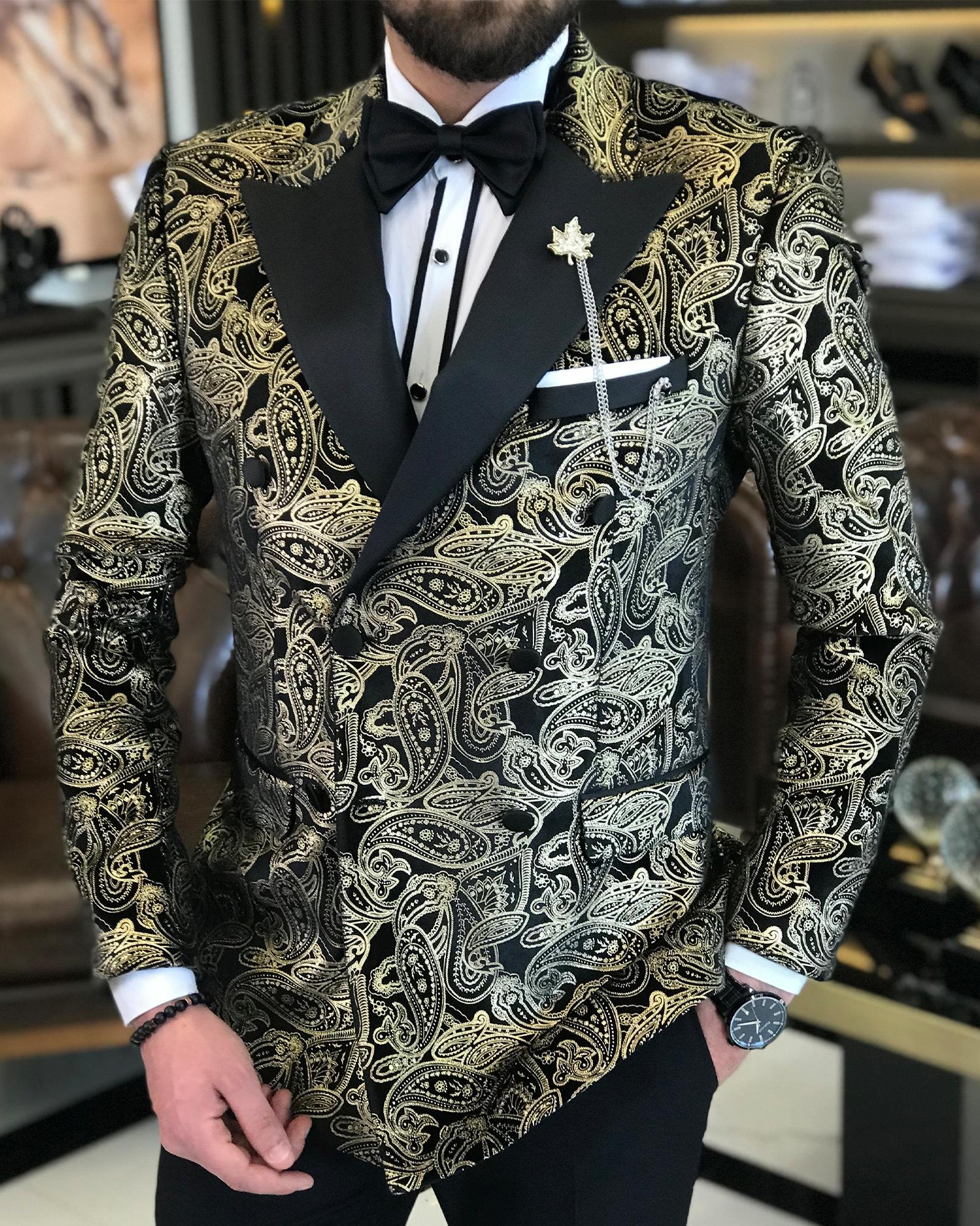 İtalyan kesim erkek ceket pantolon damatlık set siyah T7478