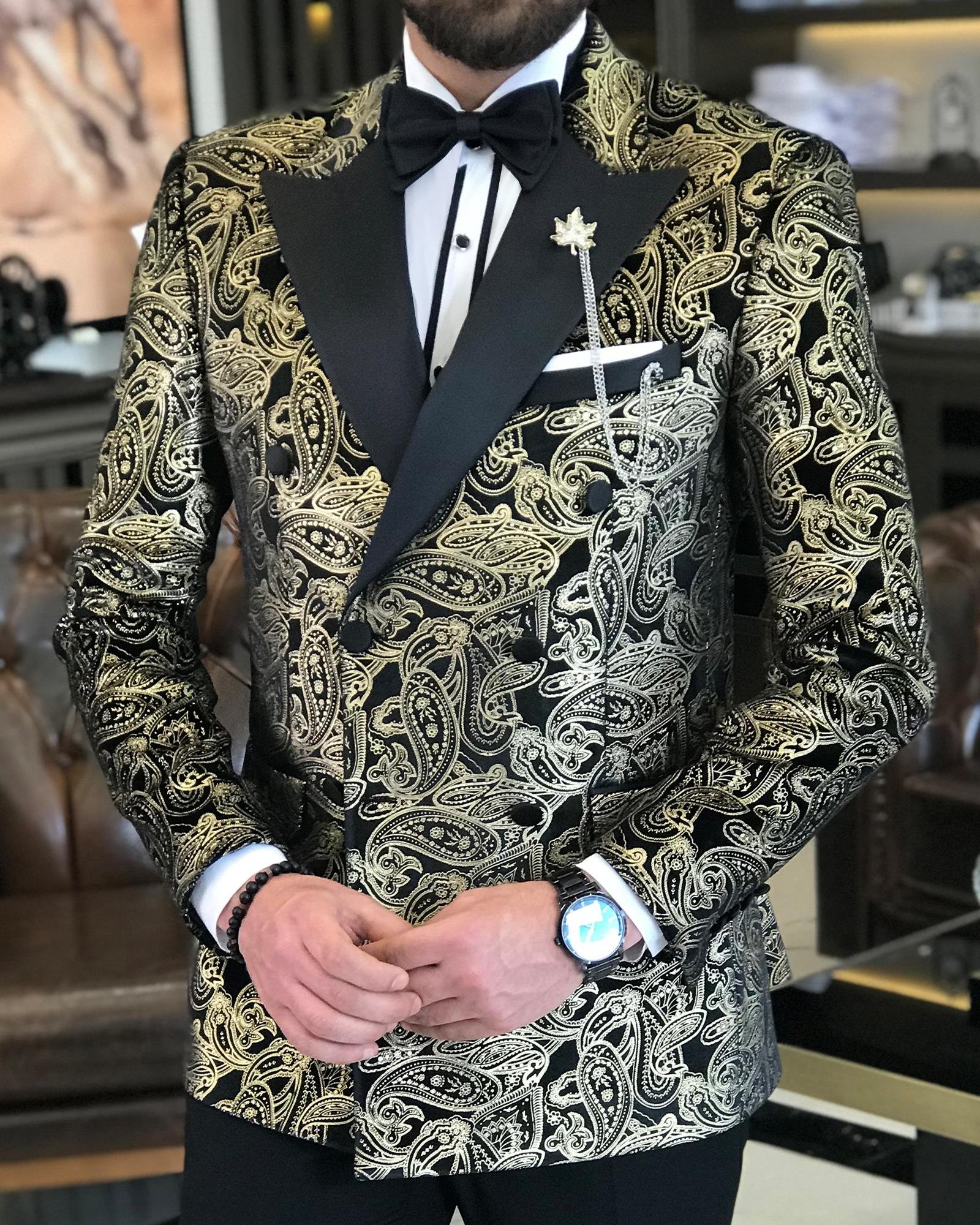 İtalyan kesim erkek ceket pantolon damatlık set siyah T7478