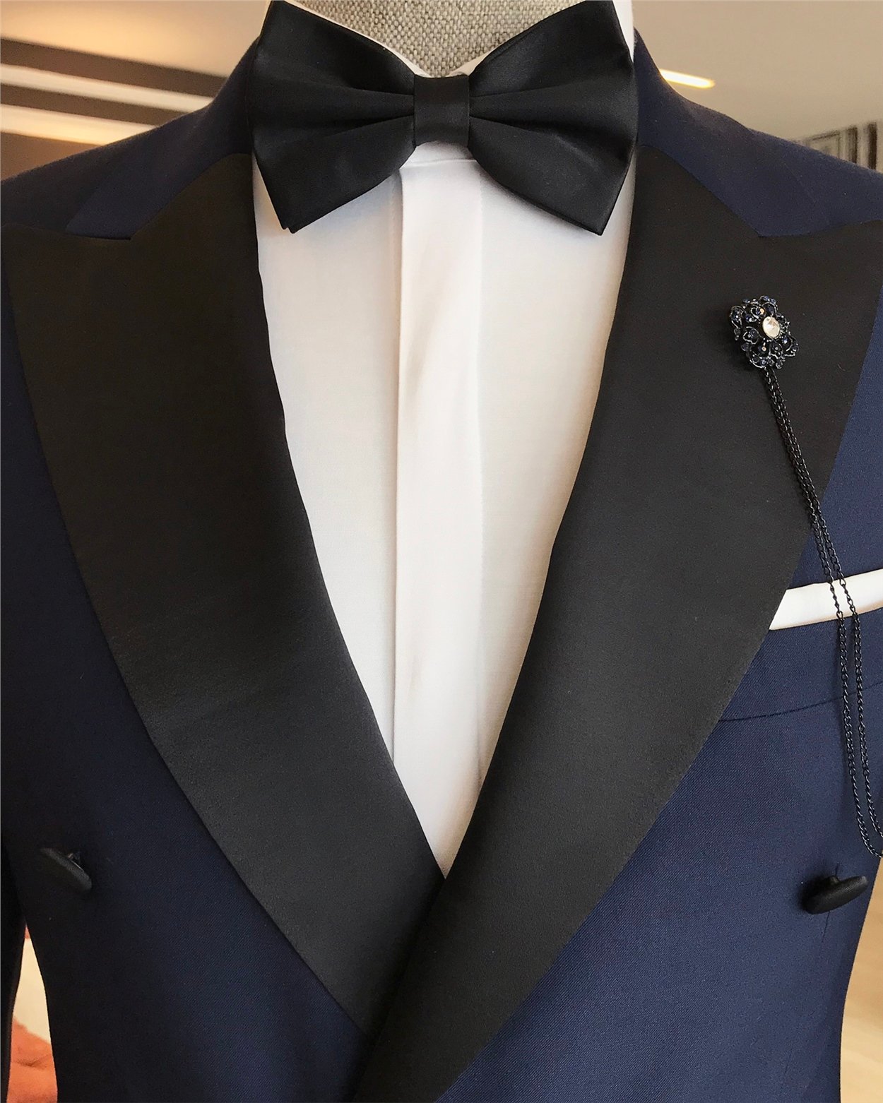 İtalyan kesim erkek ceket pantolon damatlık set lacivert T6059