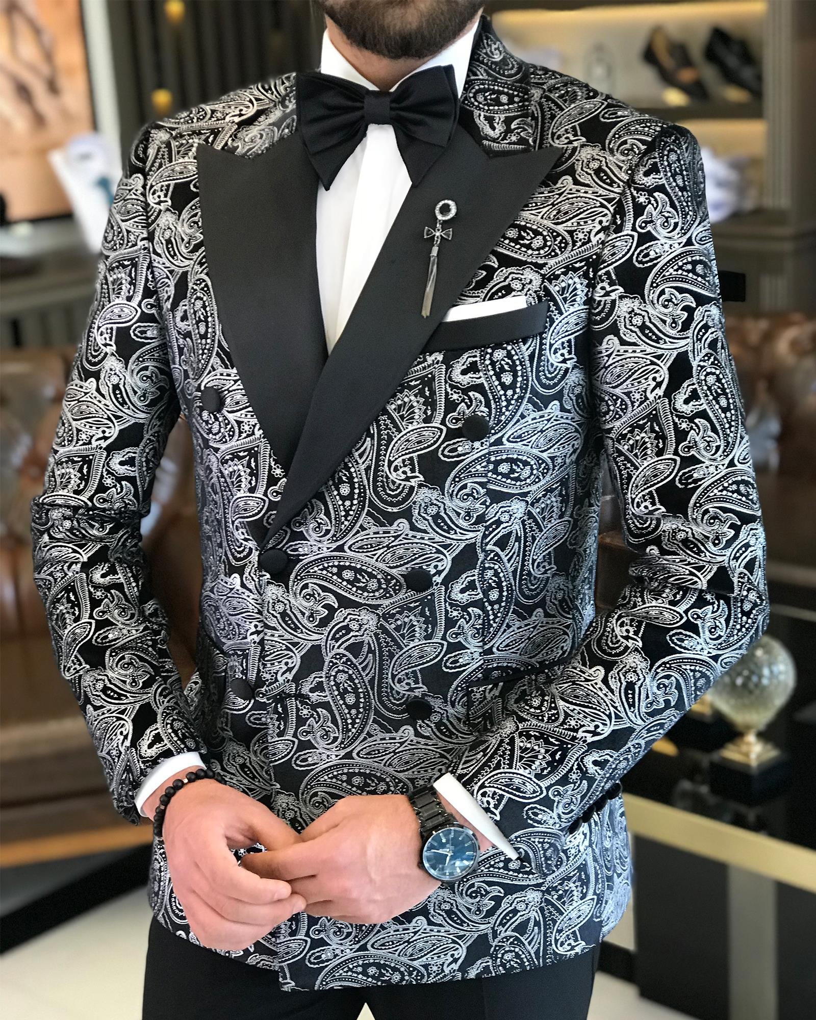 İtalyan kesim erkek ceket pantolon damatlık set siyah T7477