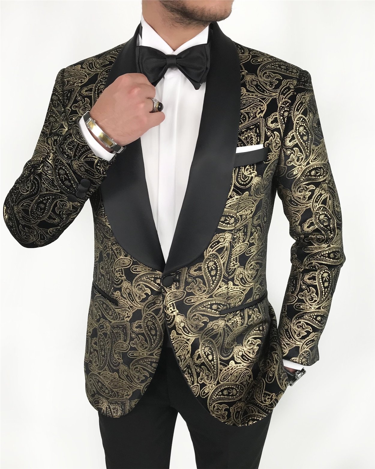 İtalyan kesim erkek ceket pantolon damatlık set Siyah T7492