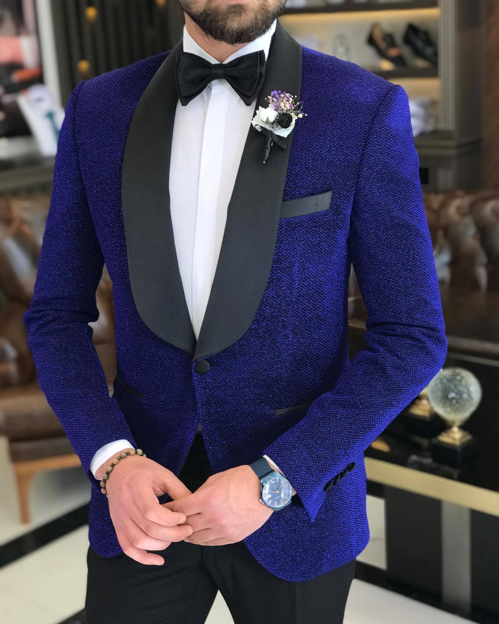 İtalyan kesim erkek ceket pantolon damatlık set Saks T7494