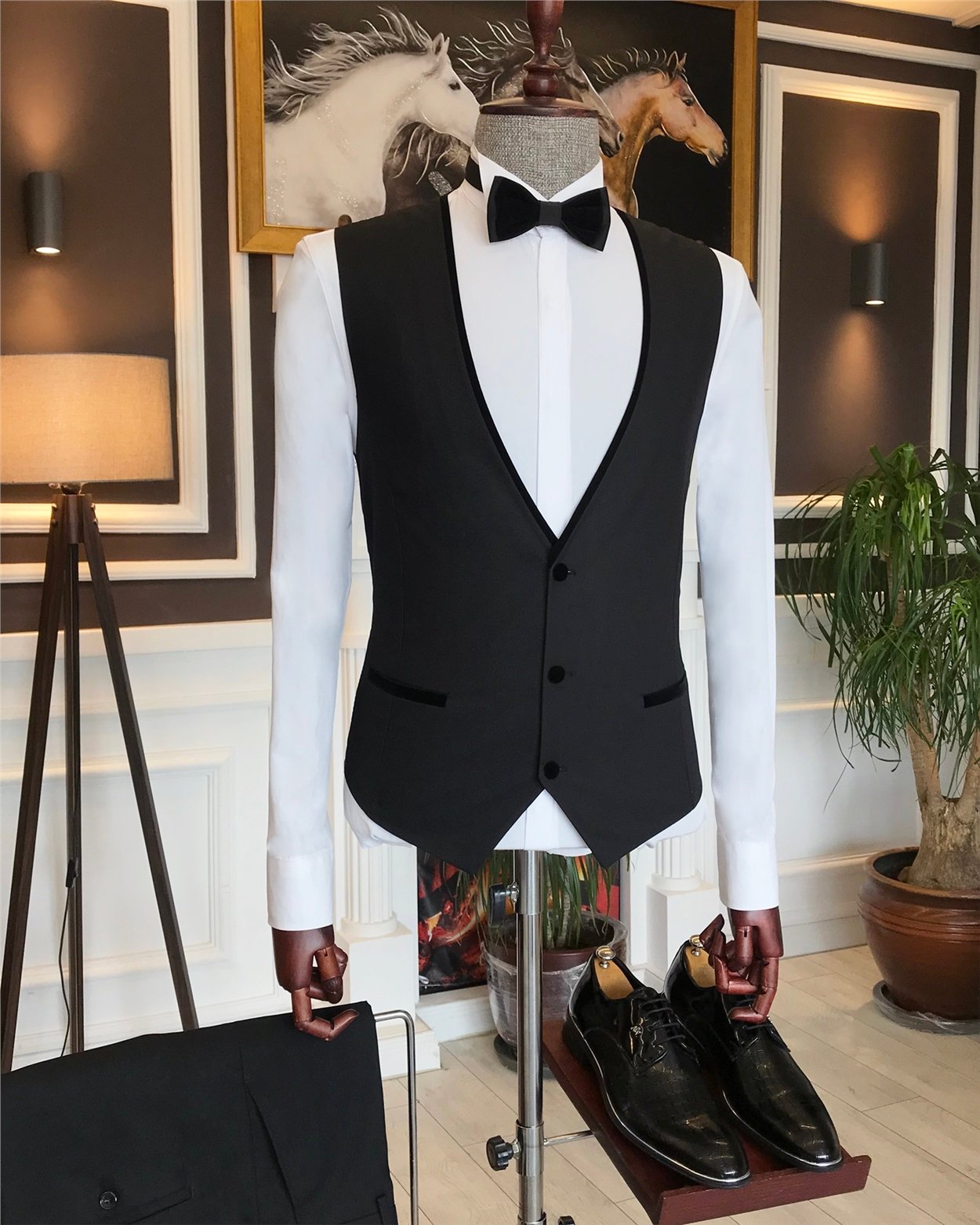 İtalyan kesim erkek damatlık takım elbise siyah T6276