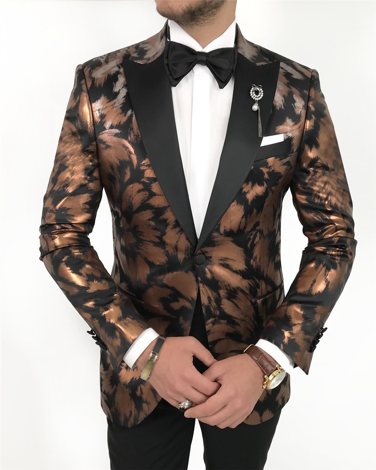 İtalyan kesim erkek damatlık takım elbise Siyah T7504