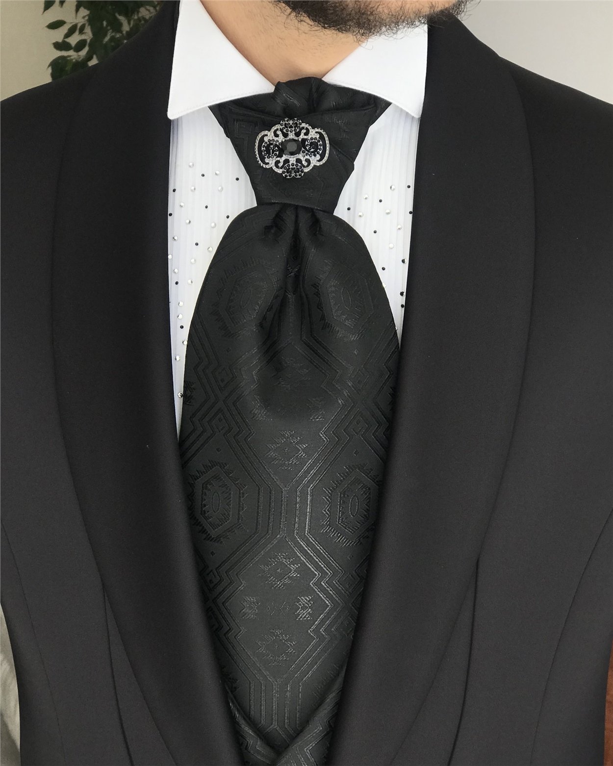 İtalyan kesim slim fit ceket yelek pantolon damatlık set Siyah T8230