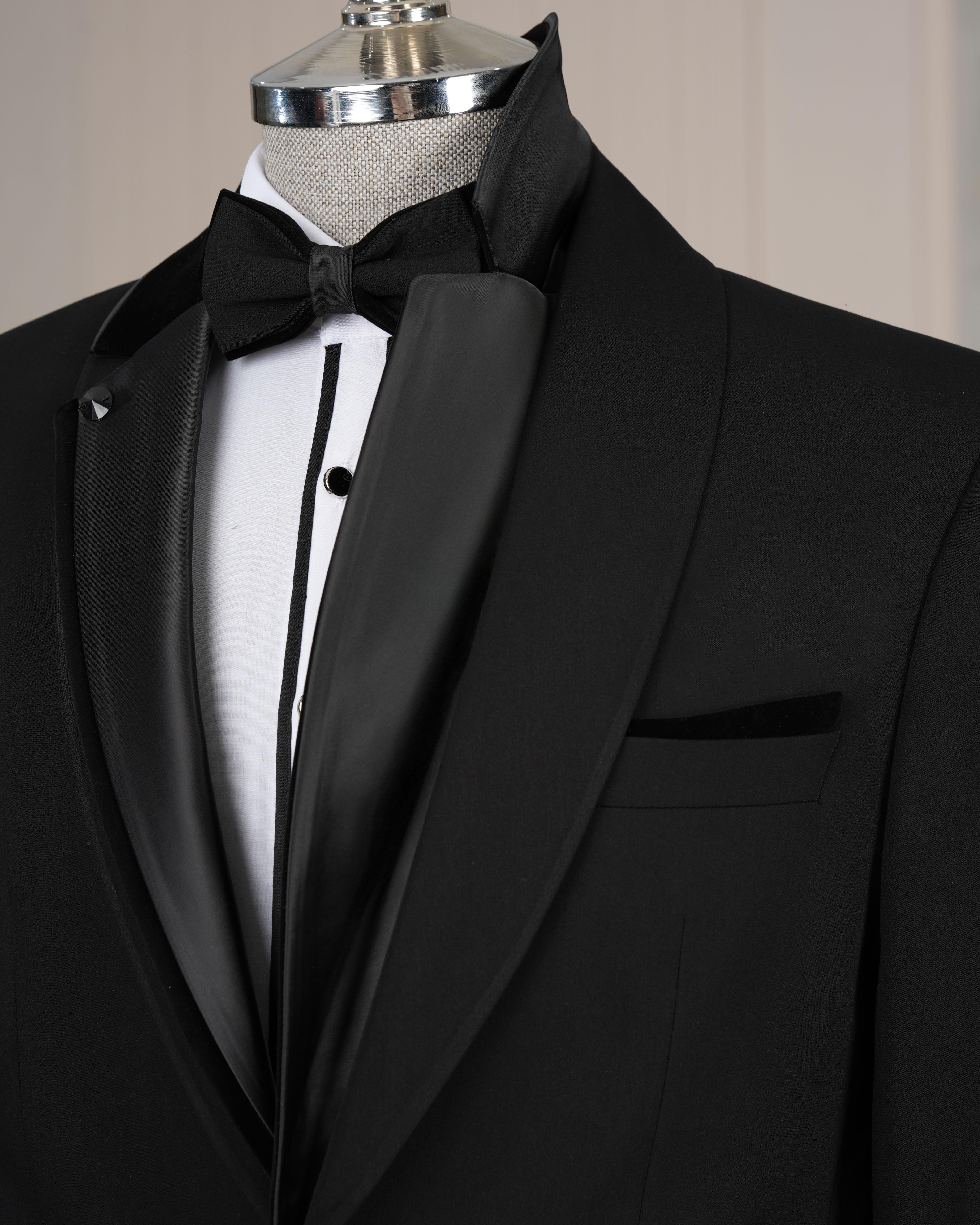 İtalyan kesim slim fit ceket yelek pantolon damatlık set Siyah T4547