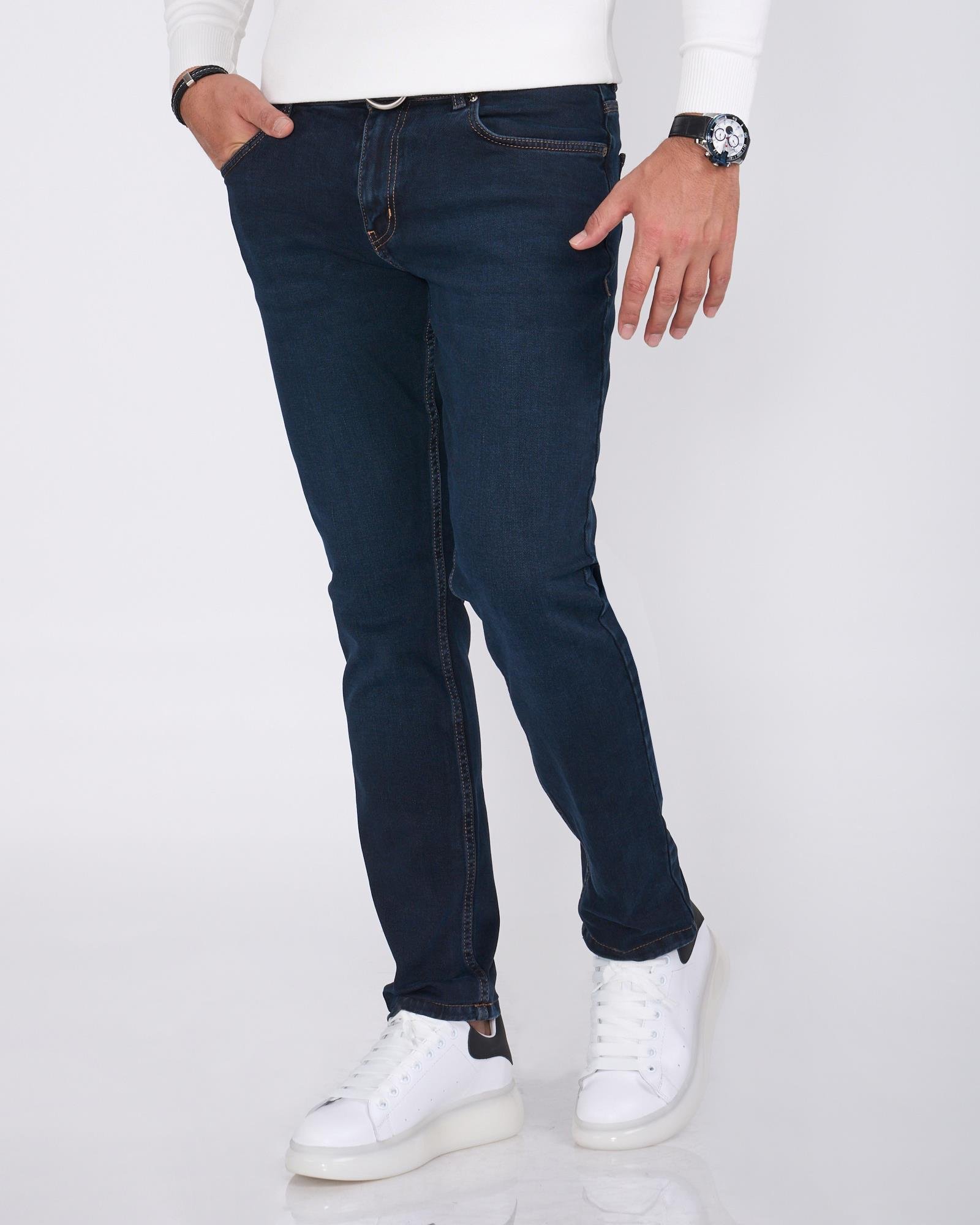 İtalyan kesim slim fit erkek kot pantolon lacivert T13332