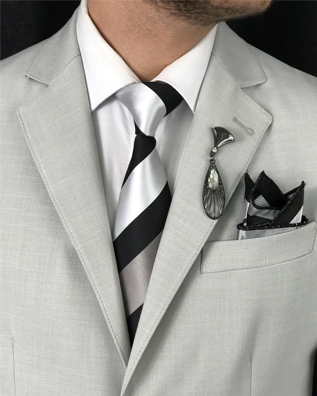 İtalyan stil blazer erkek tek ceket Gri T7691