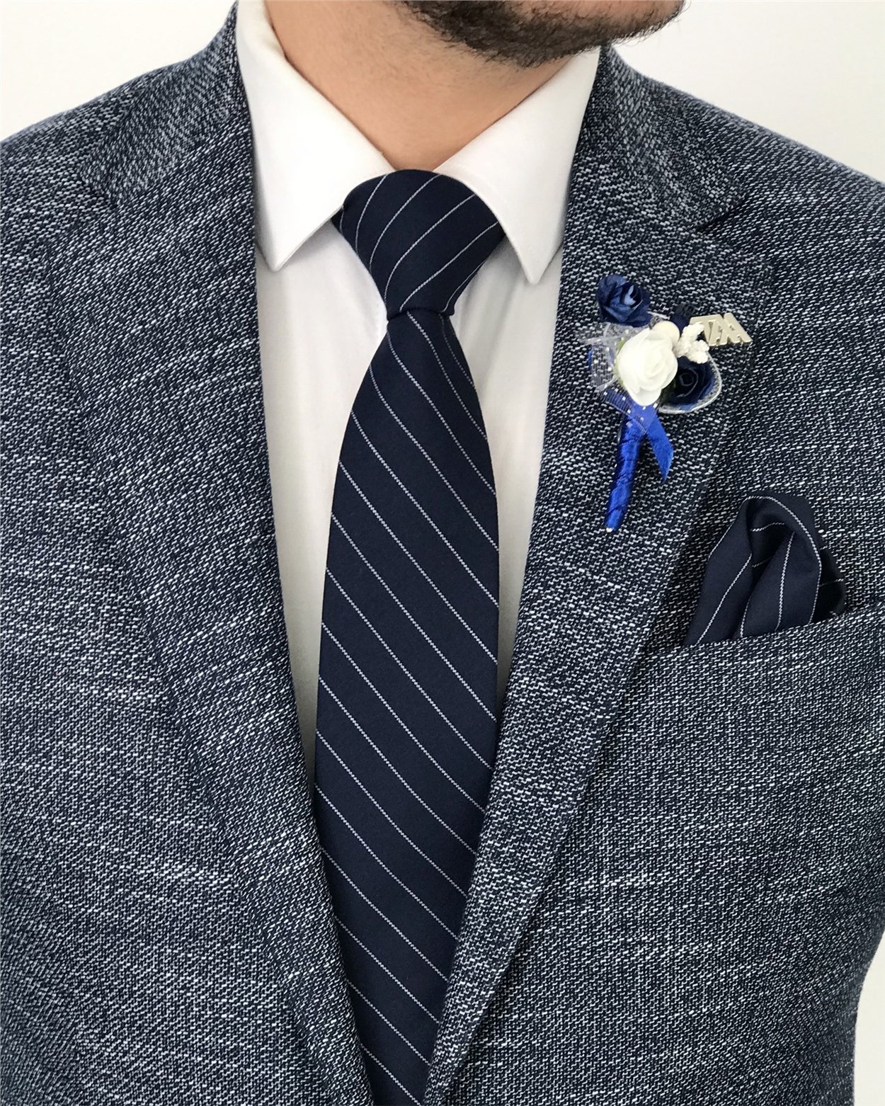 İtalyan stil blazer erkek tek ceket Lacivert T7687