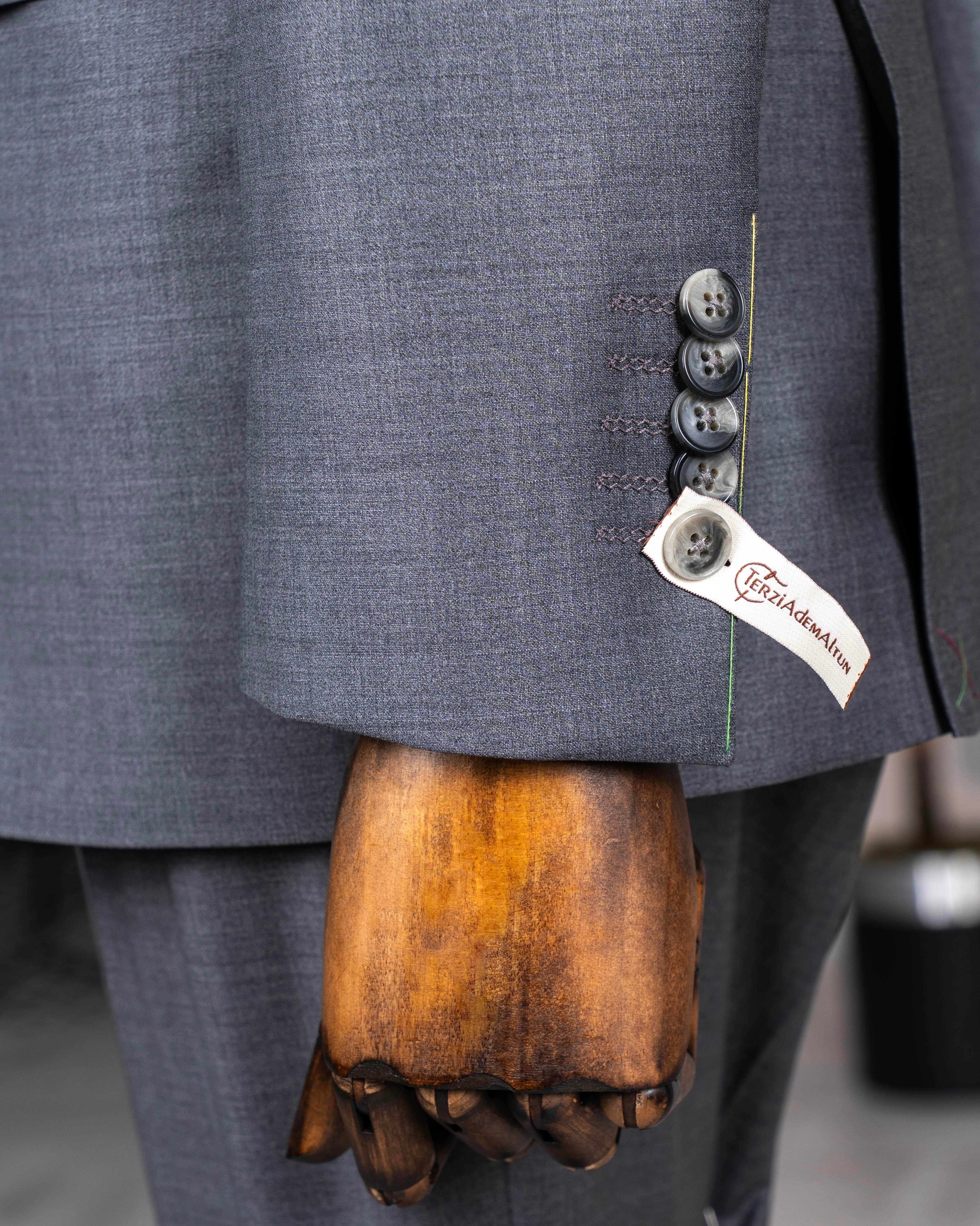 İtalyan stil ceket pantolon takım elbise %88 yünlü antrasit T14164