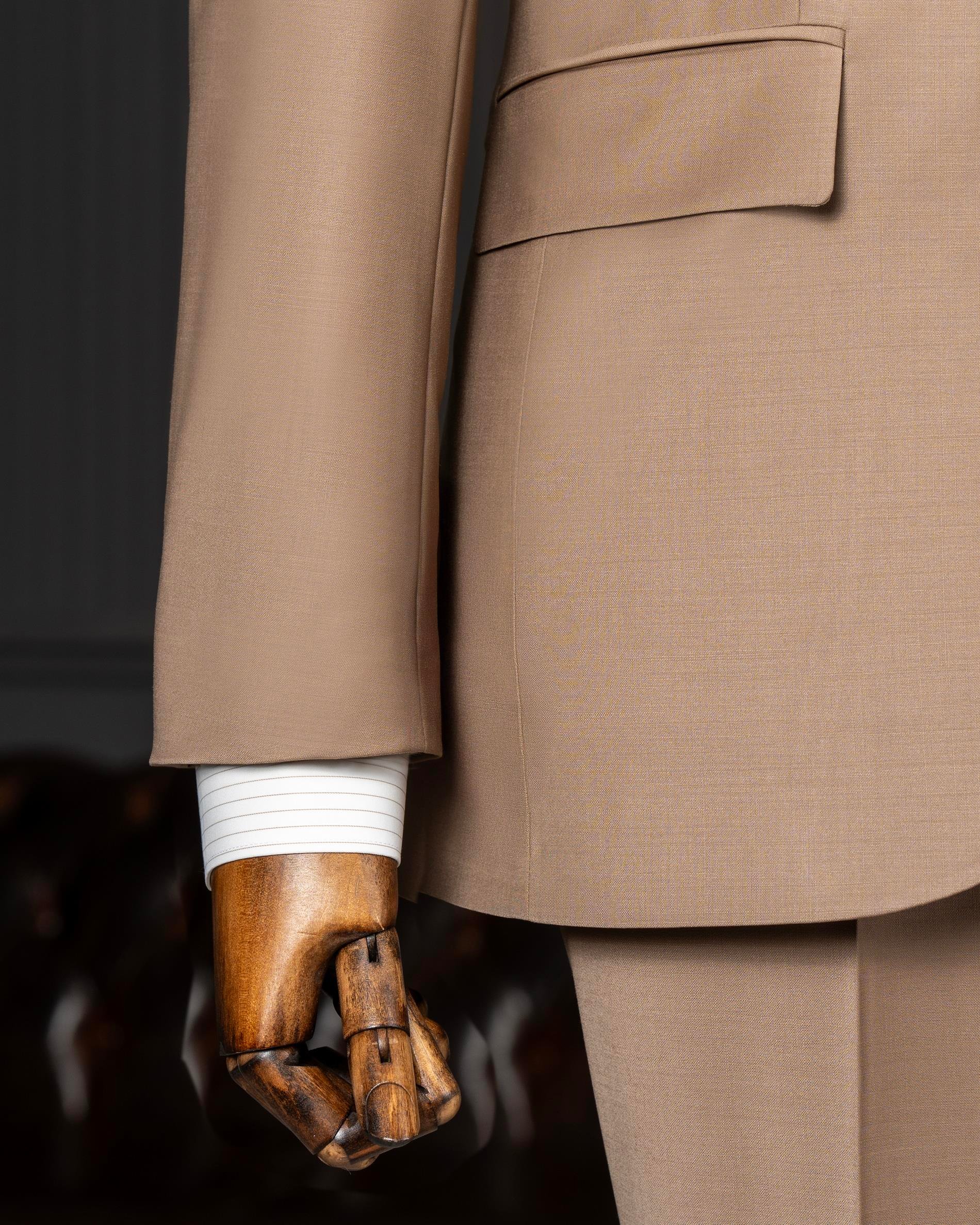 İtalyan stil ceket pantolon takım elbise %88 yünlü kahverengi T14162