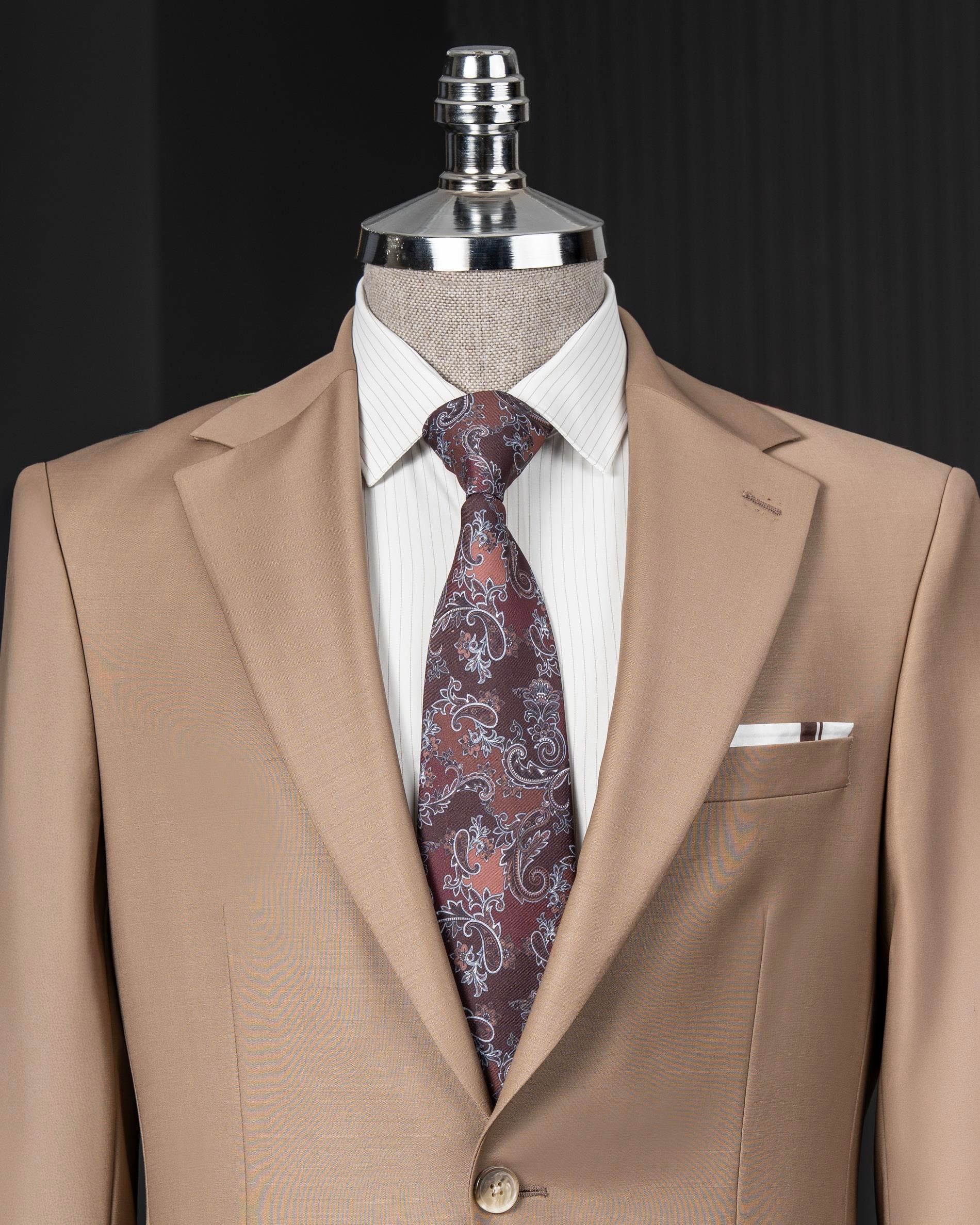 İtalyan stil ceket pantolon takım elbise %88 yünlü kahverengi T14162