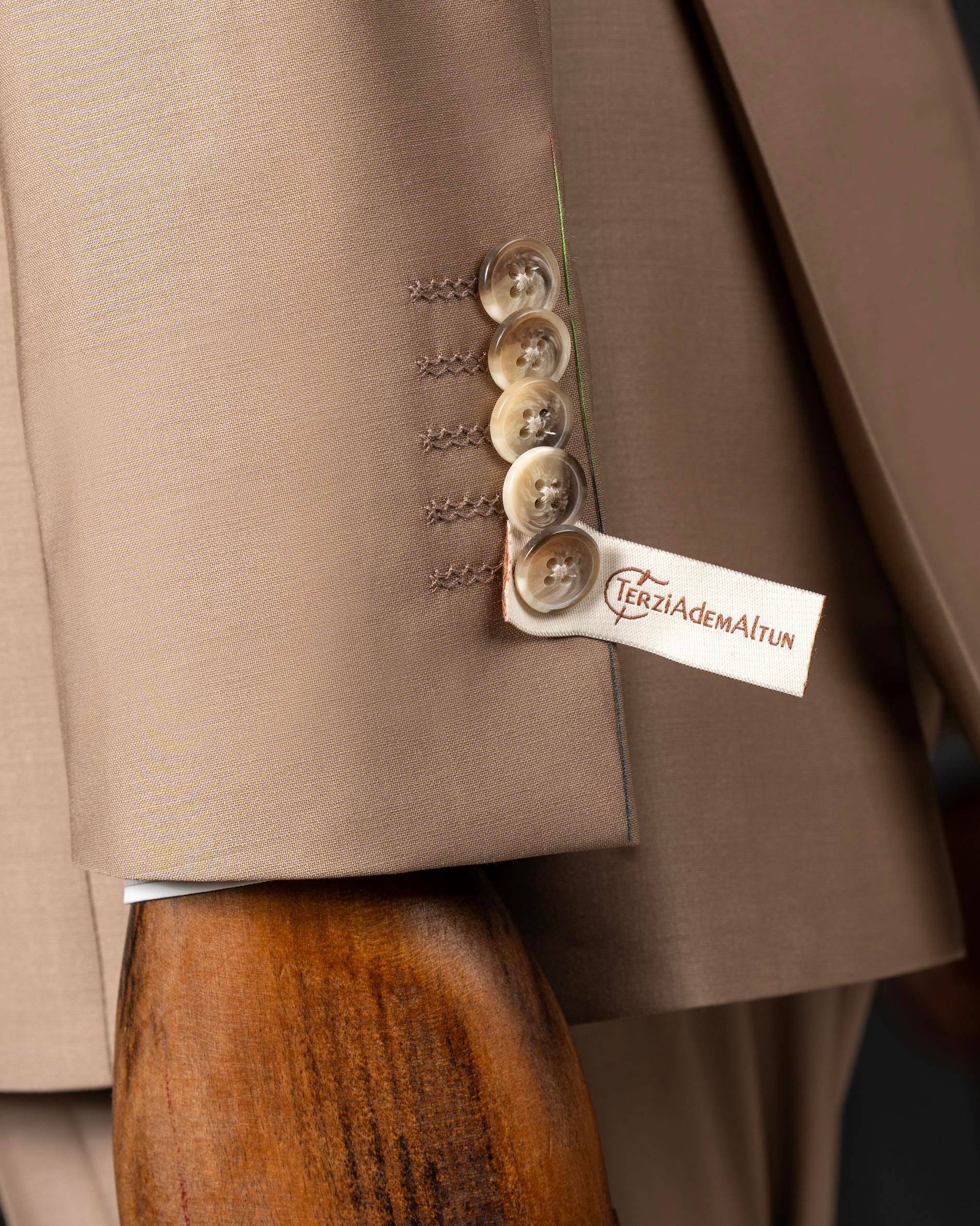 İtalyan stil ceket pantolon takım elbise %88 yünlü kahverengi T14162