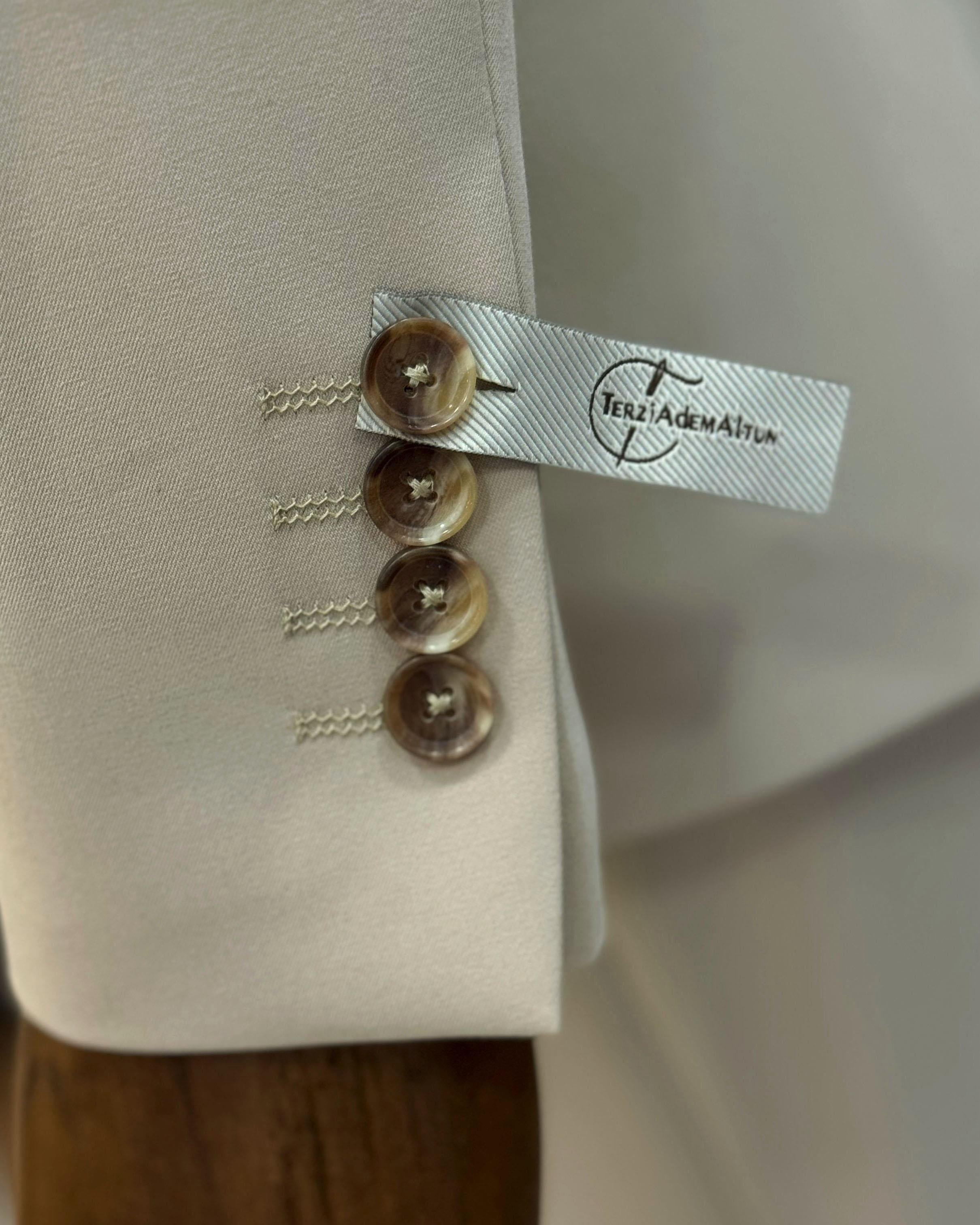 İtalyan stil ceket yelek pantolon takım elbise bej  T12007