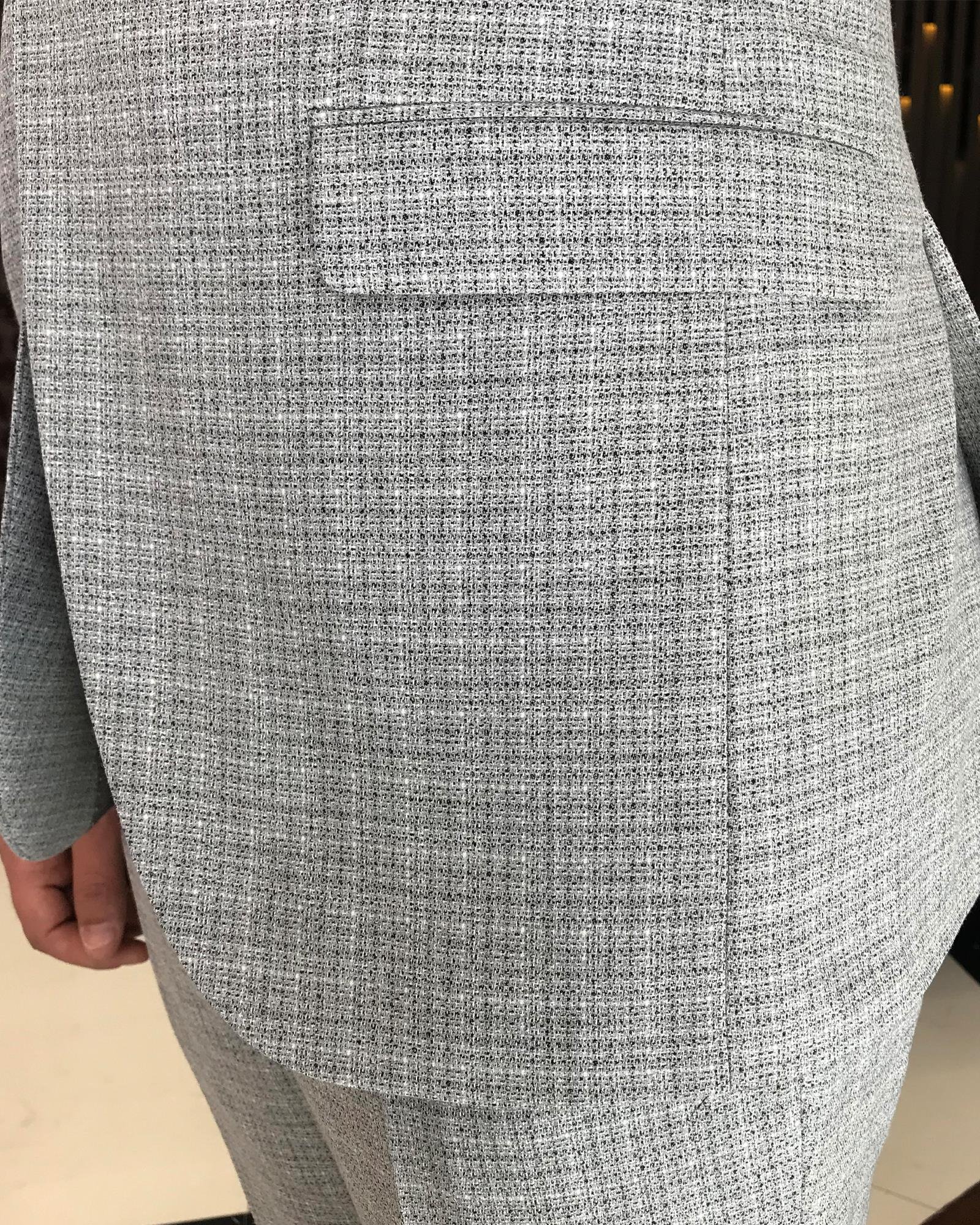 Italian style jacket vest pant suit gray T9096