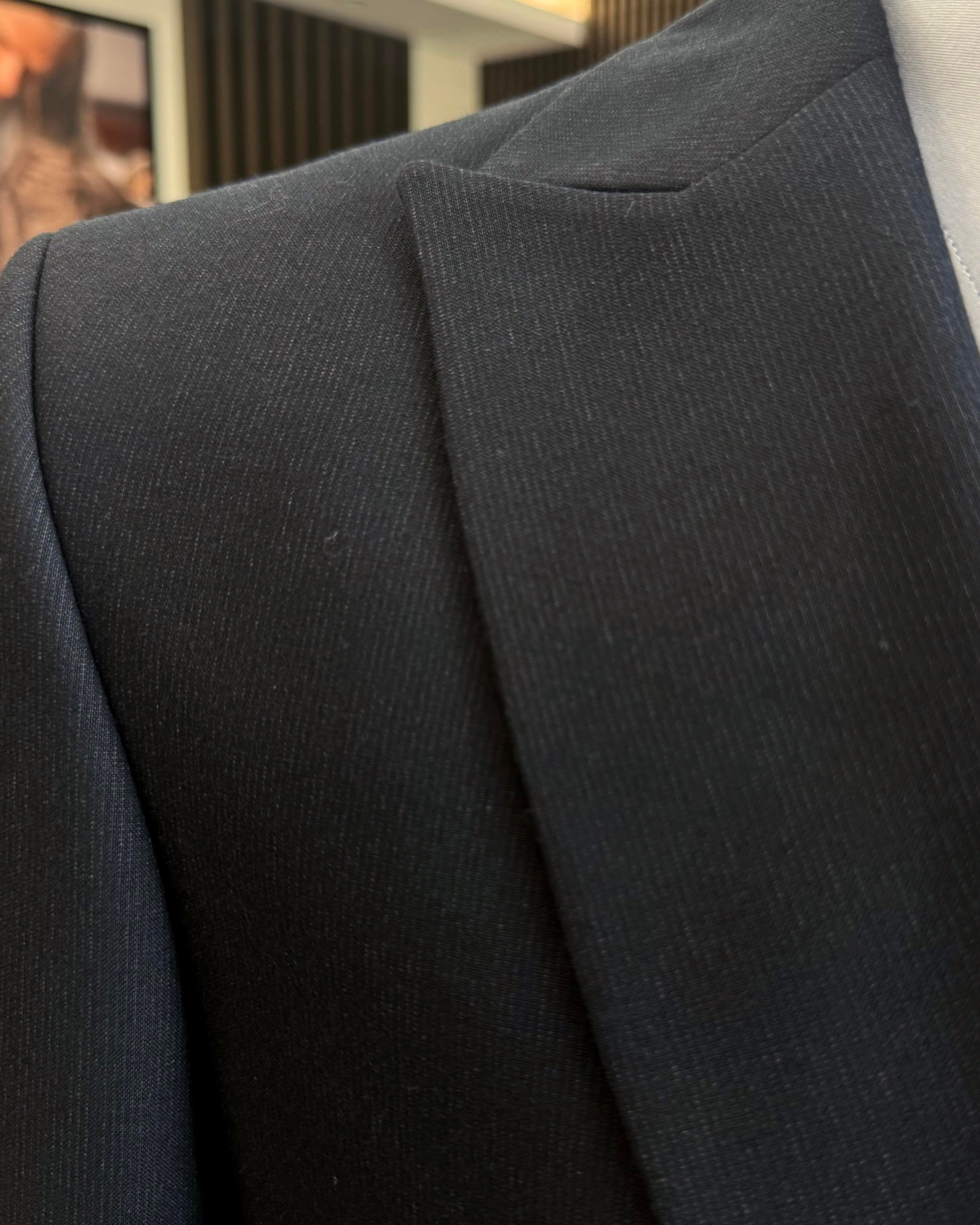 İtalyan stil ceket yelek pantolon takım elbise lacivert T12806