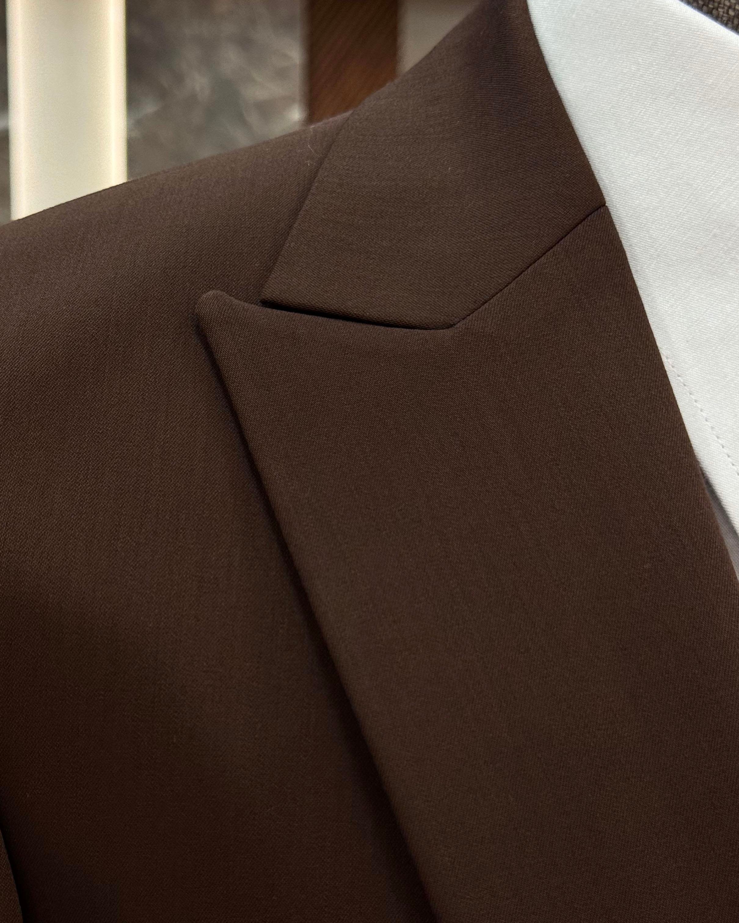 İtalyan stil ceket yelek pantolon takım elbise kahverengi T12015
