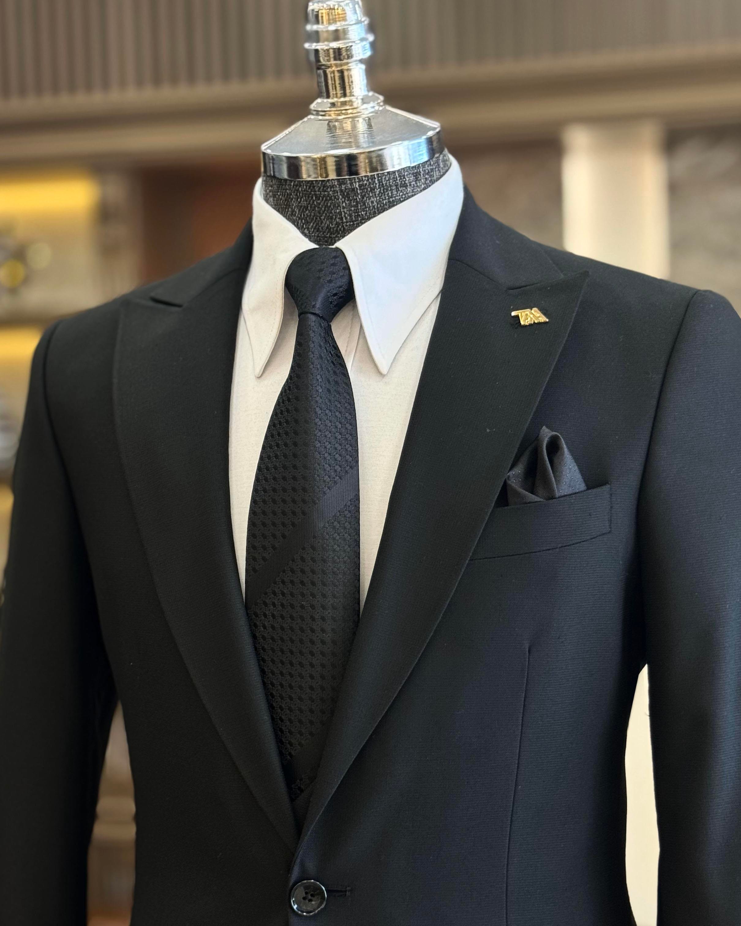 İtalyan stil ceket yelek pantolon takım elbise siyah T10726
