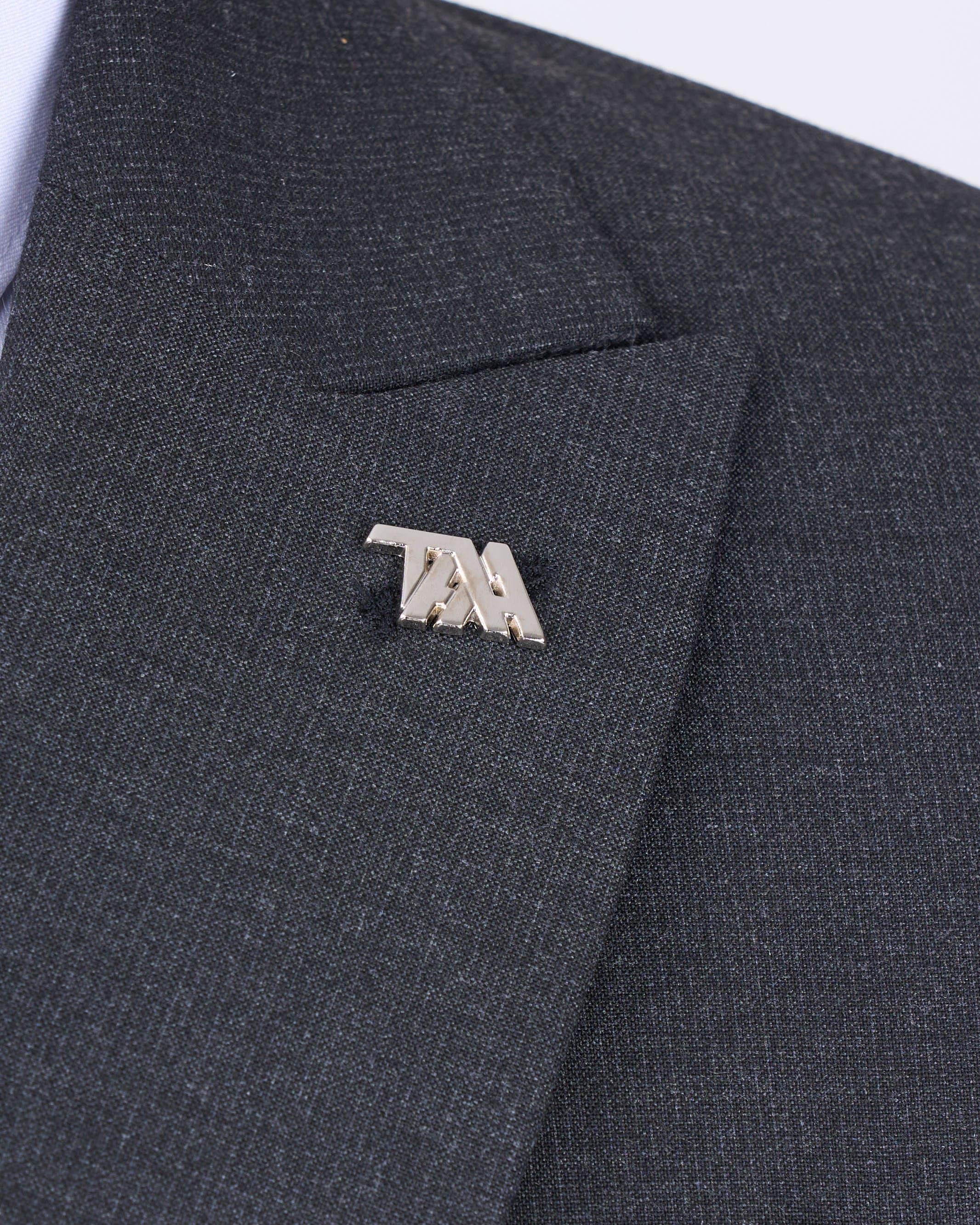 Italian style jacket vest trouser suit anthracite T12804