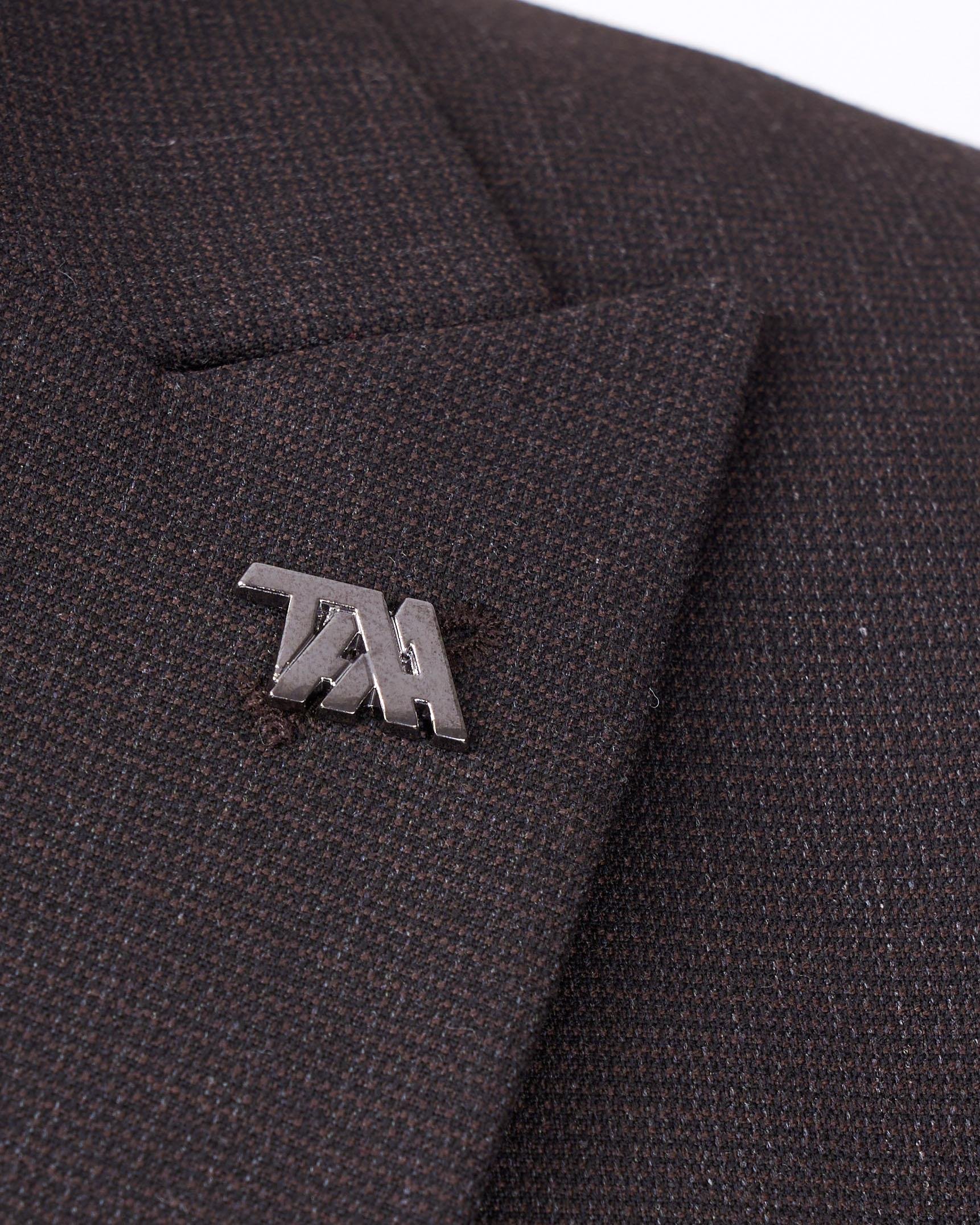 Italian style jacket vest trouser suit brown T12826