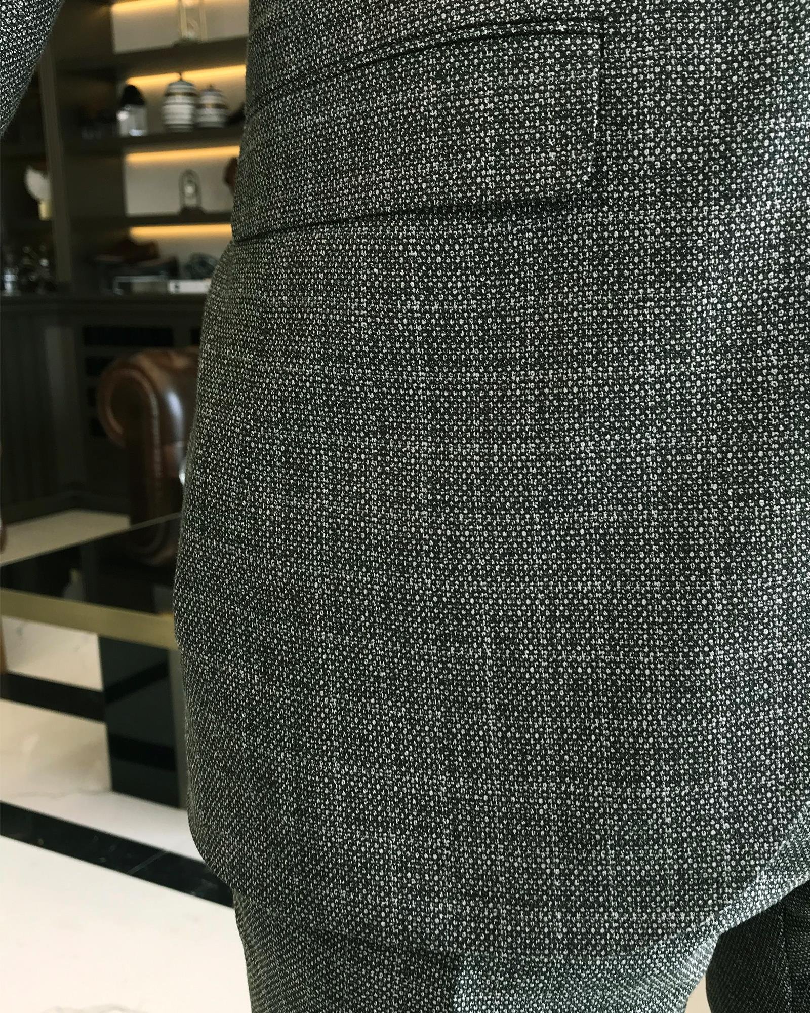 Italian style jacket vest pant suit green T9094