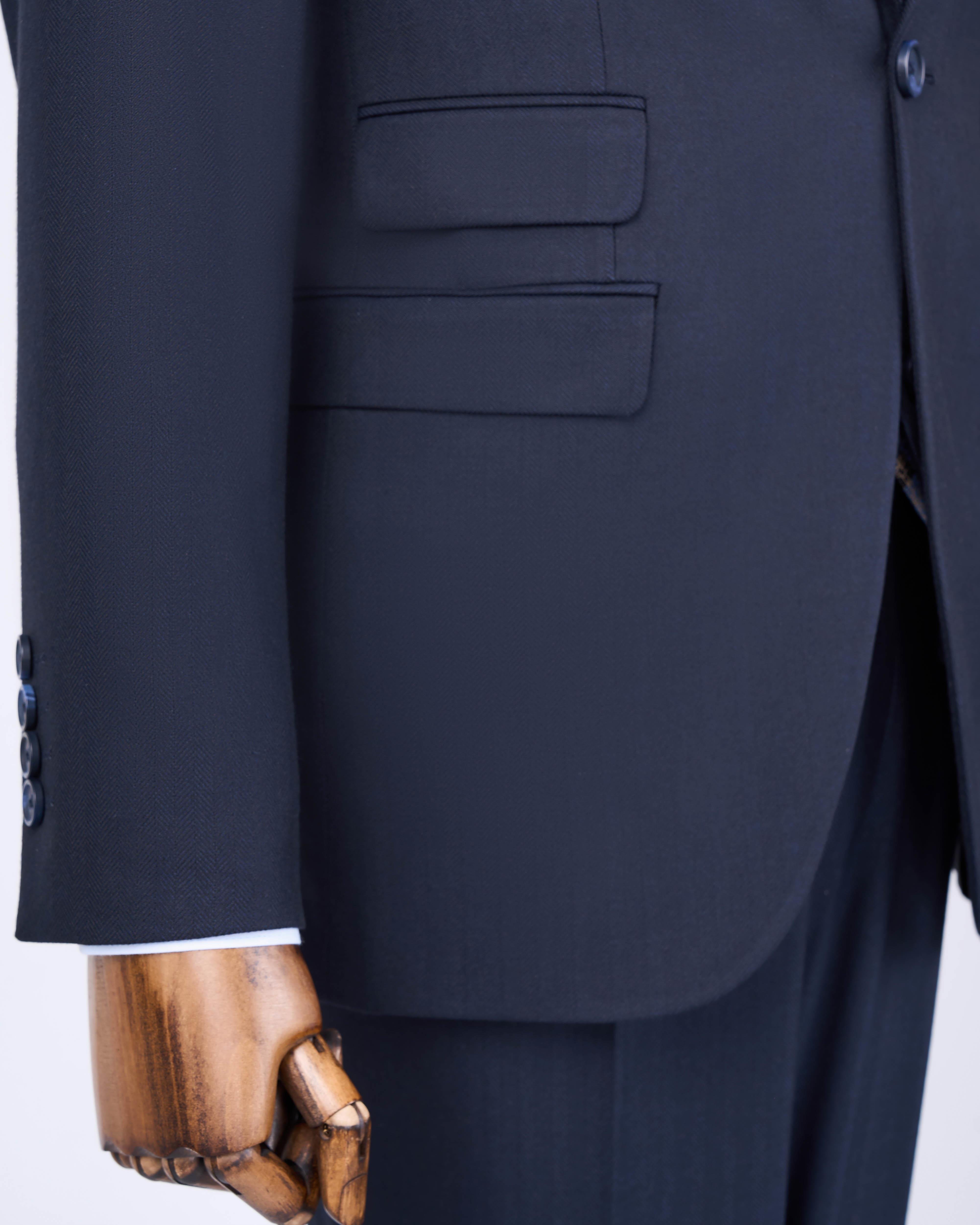 Italian style jacket vest trouser suit Navy Blue T8621