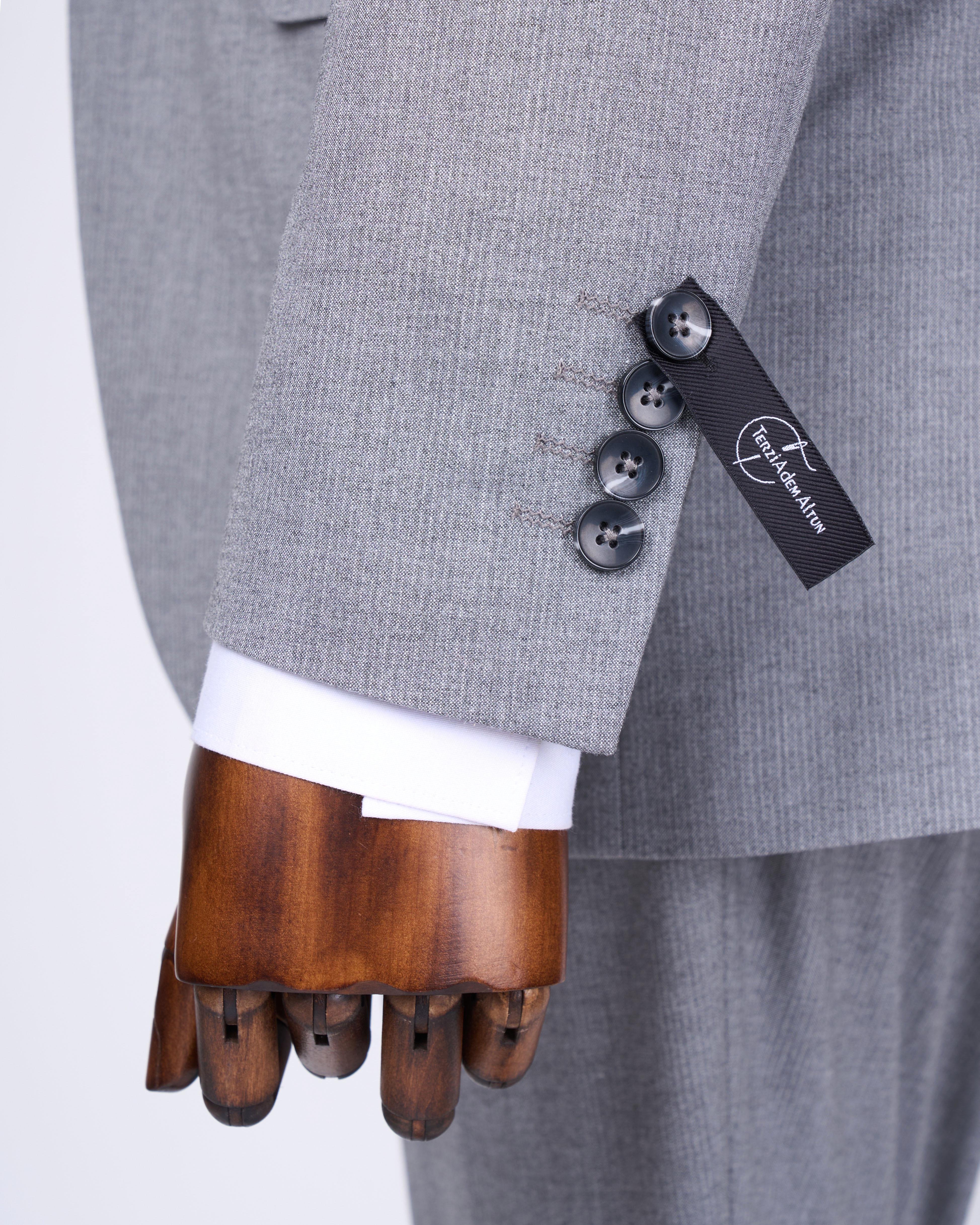 Italian style jacket vest trouser suit light gray T12817