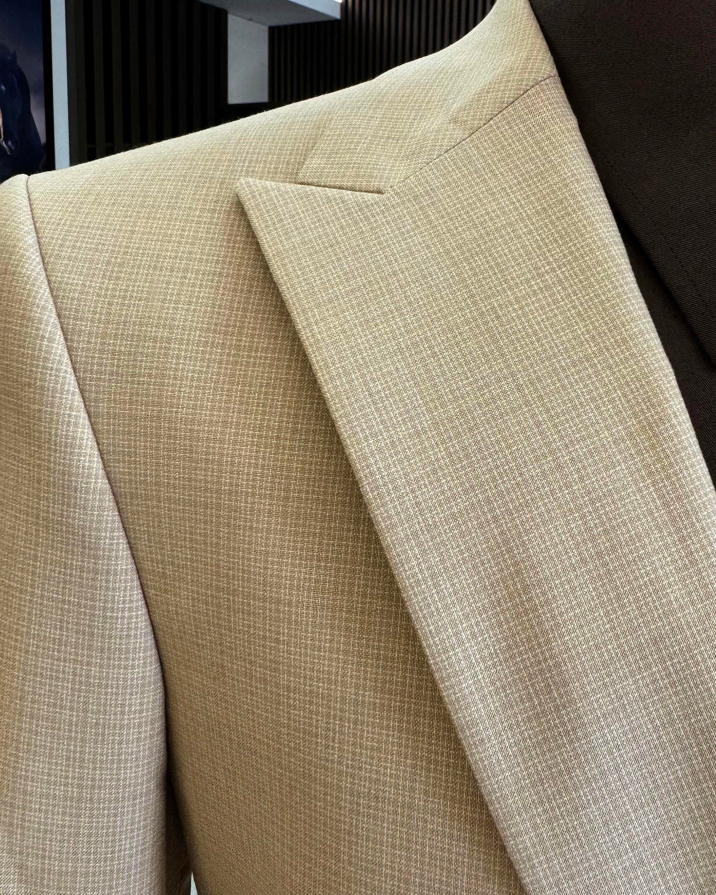 İtalyan stil ceket yelek pantolon takım elbise bej T12855