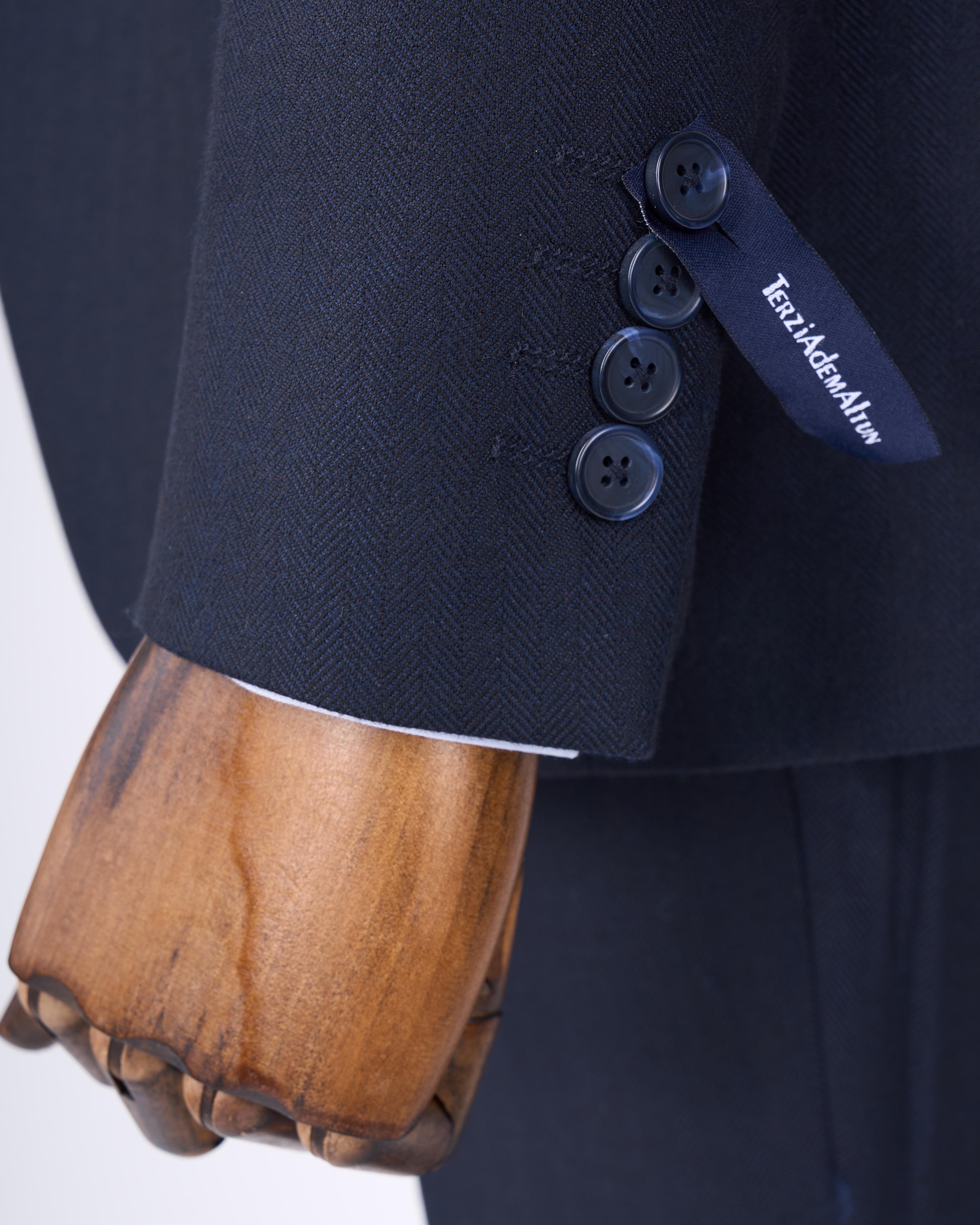 Italian style jacket vest trouser suit Navy Blue T8621