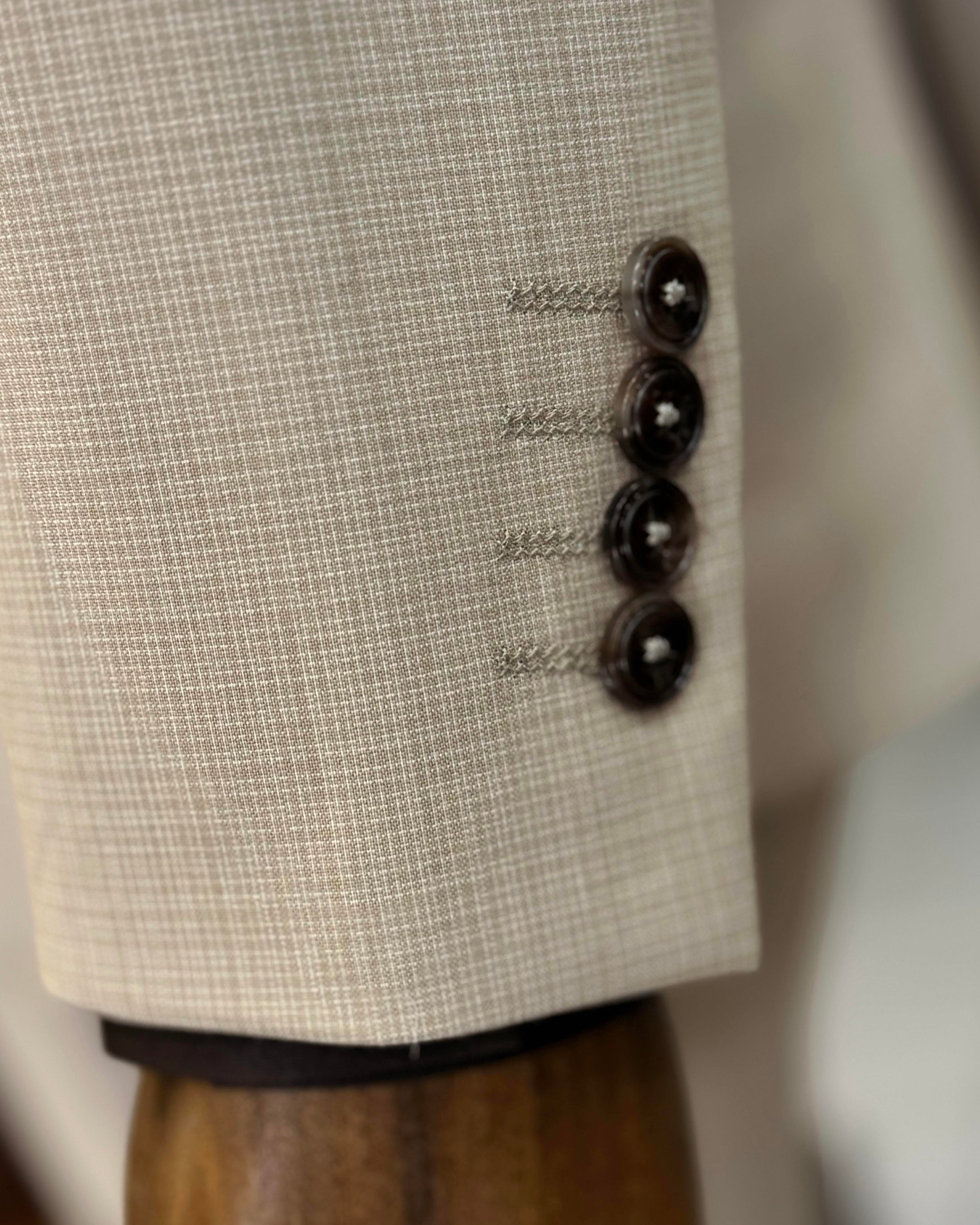 İtalyan stil ceket yelek pantolon takım elbise bej T12855