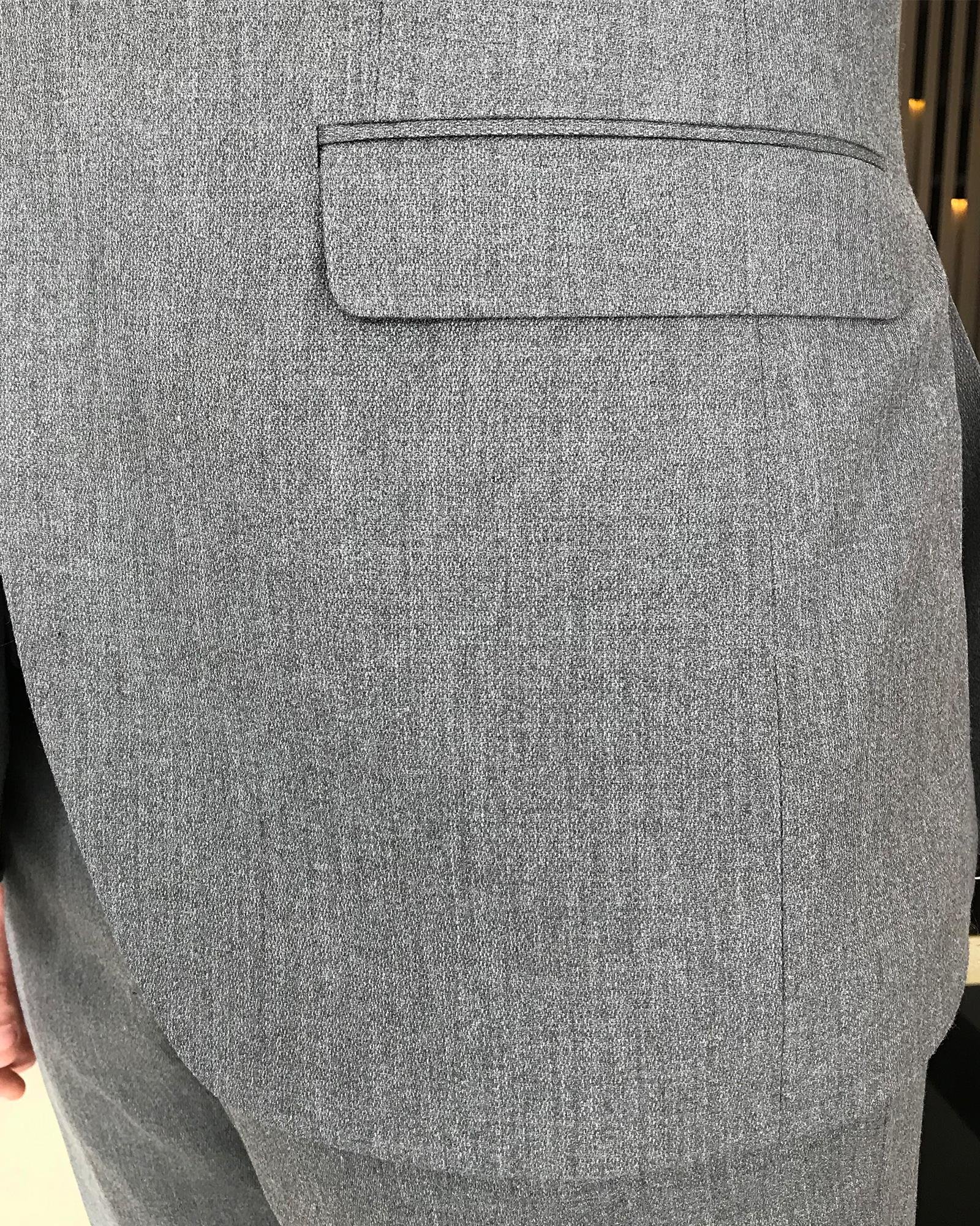 Italian style jacket vest pant suit gray T9085