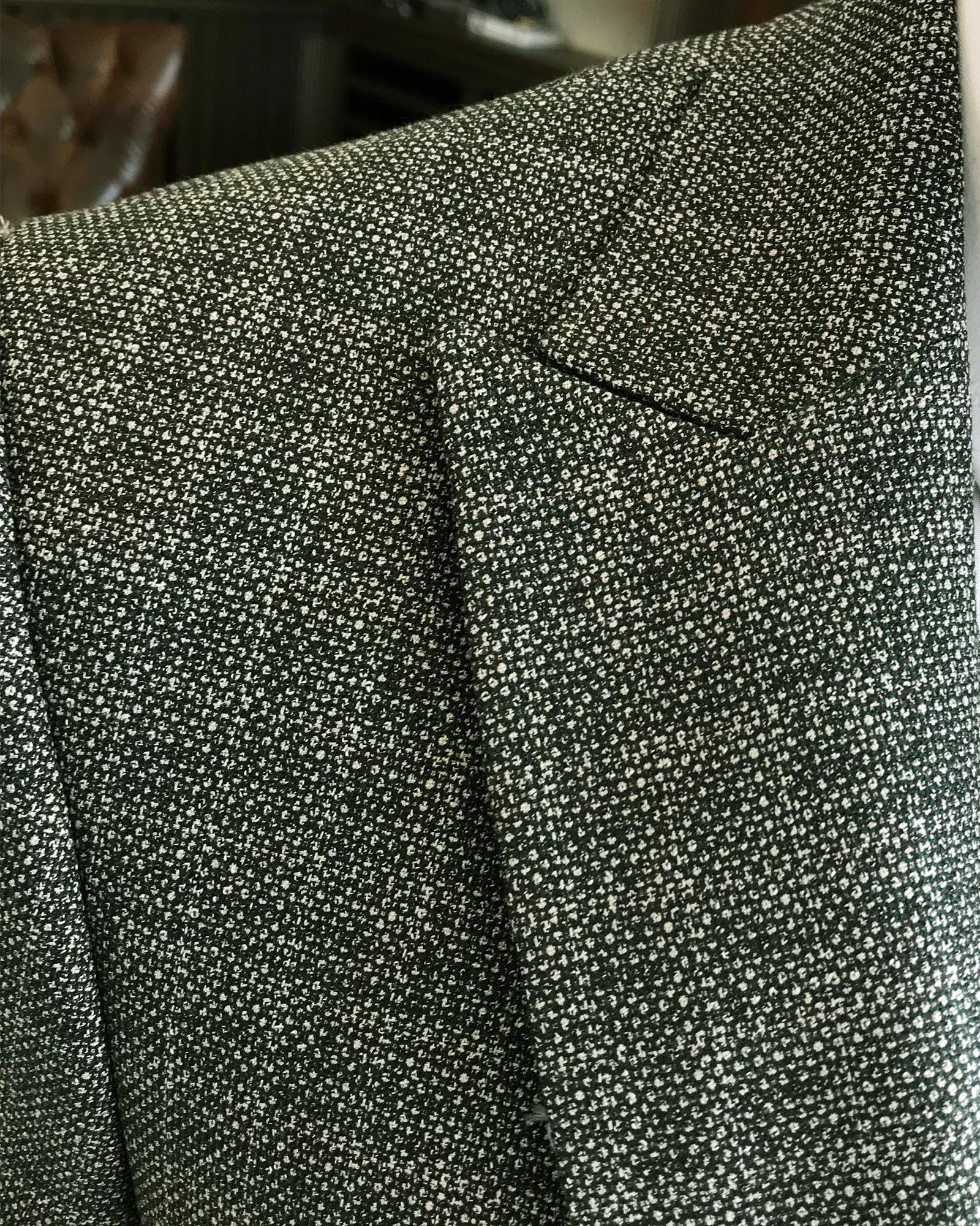 Italian style jacket vest pant suit green T9094