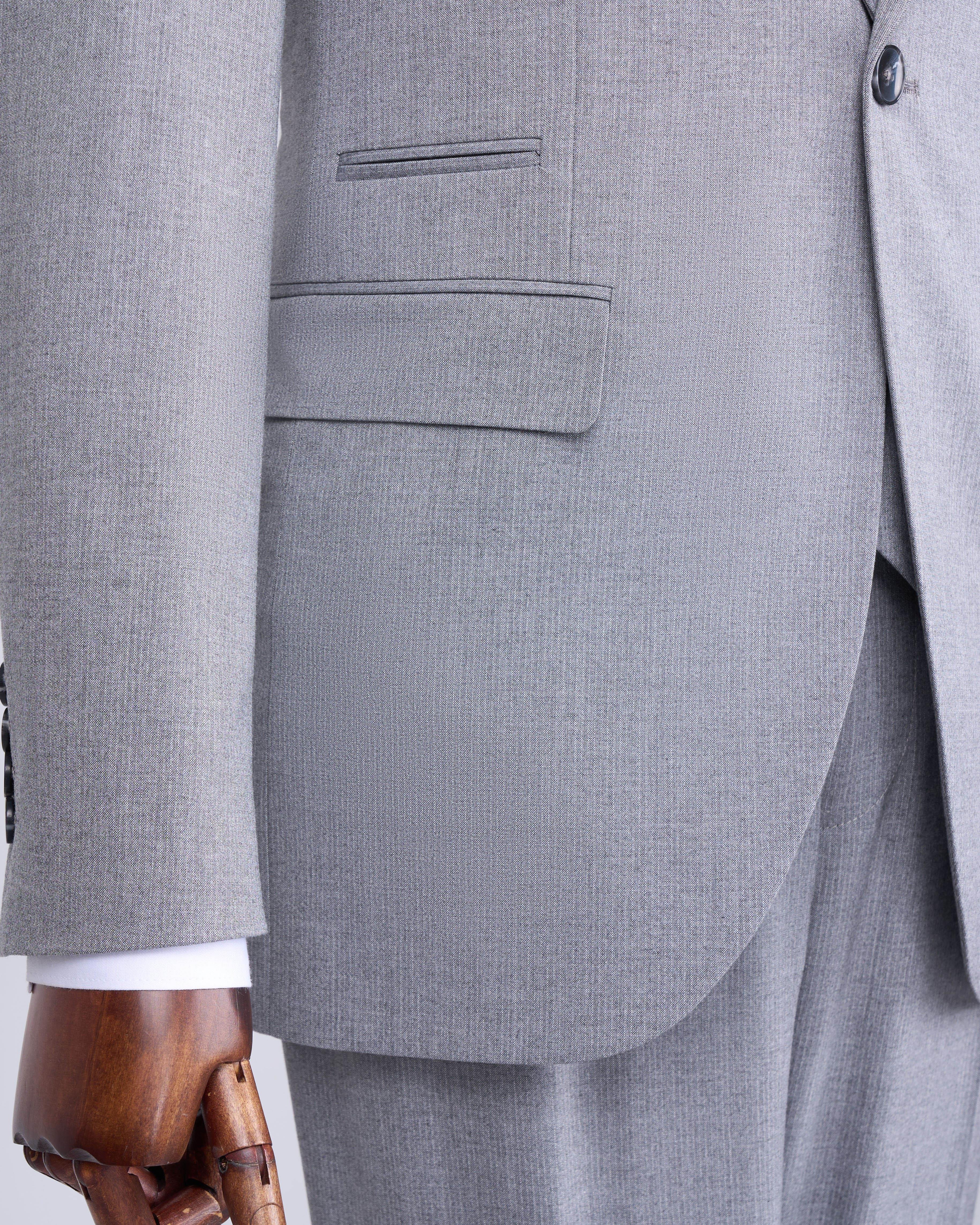 Italian style jacket vest trouser suit light gray T12817