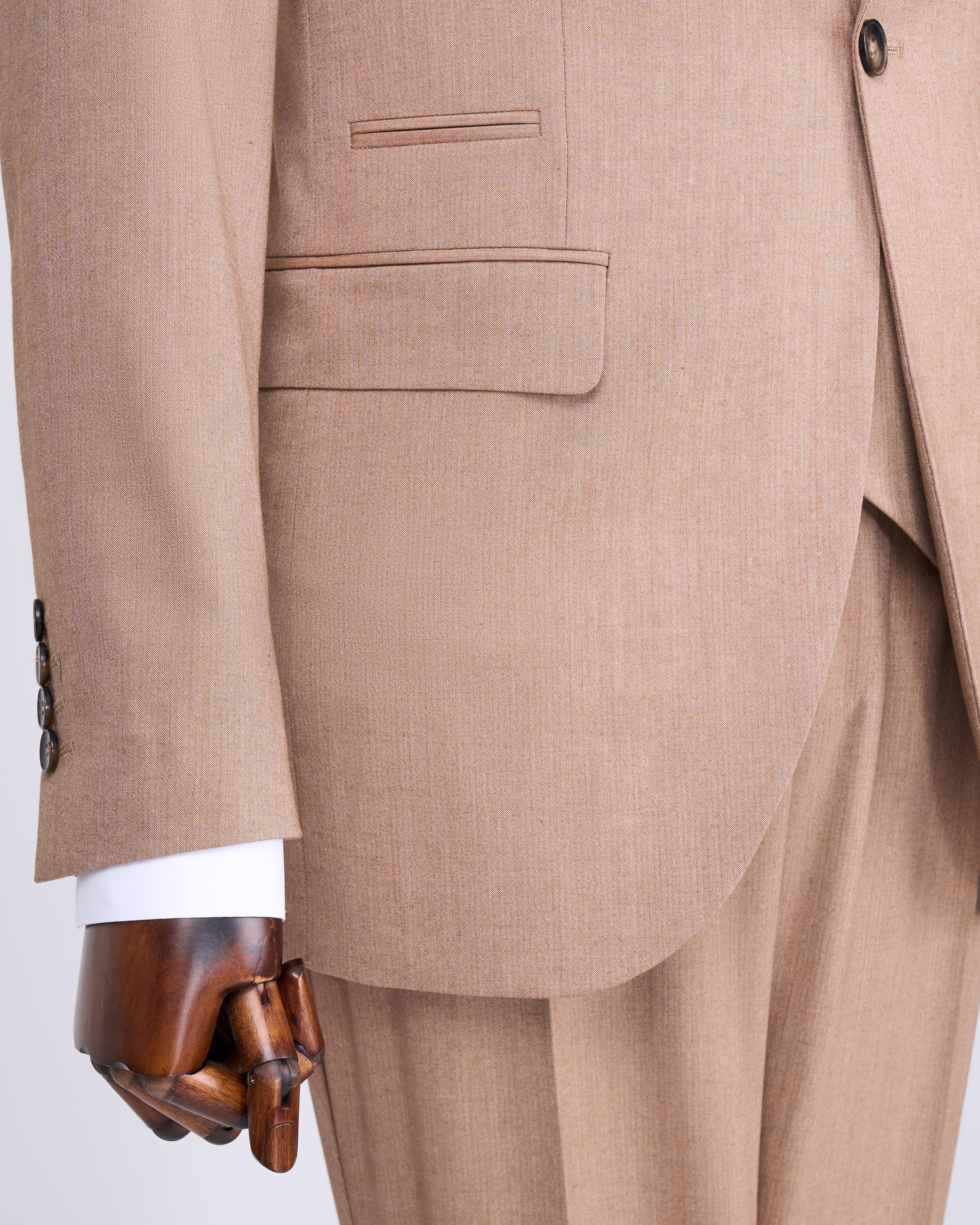 Italian style jacket vest trouser suit camel T12820